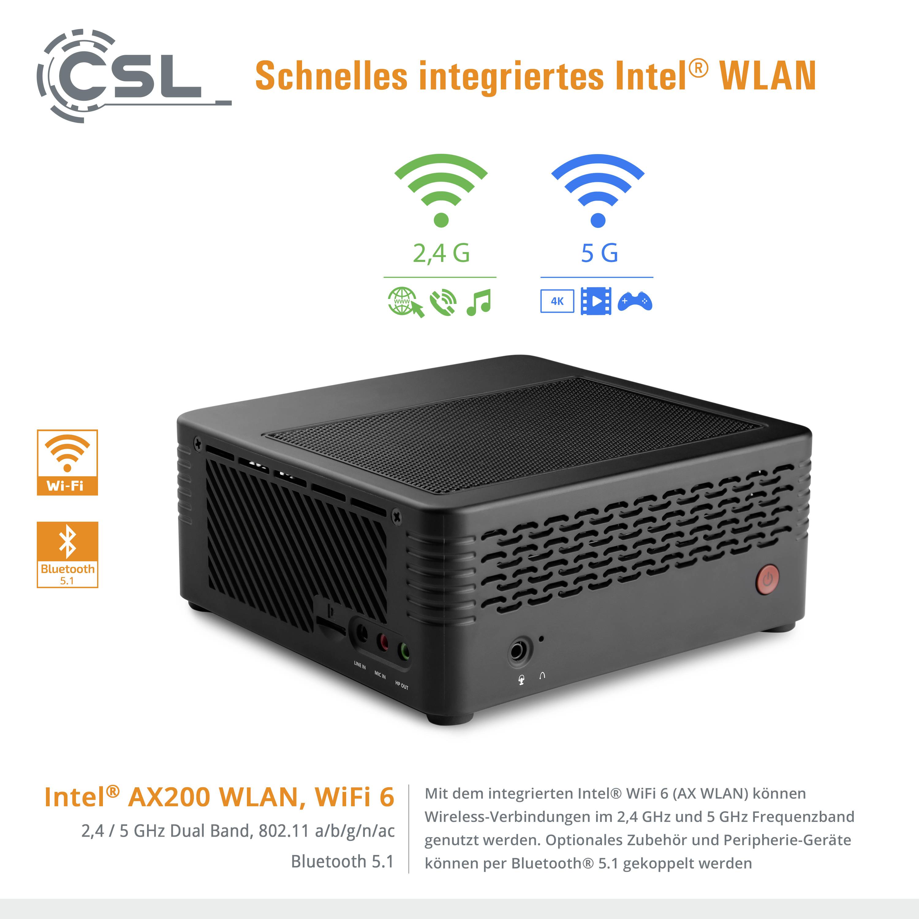 CSL Computer Mini-PC (HTPC) X300 AMD Ryzen 7 5700G 16 GB RAM 1000 GB SSD AMD Win 11 Pro 83745