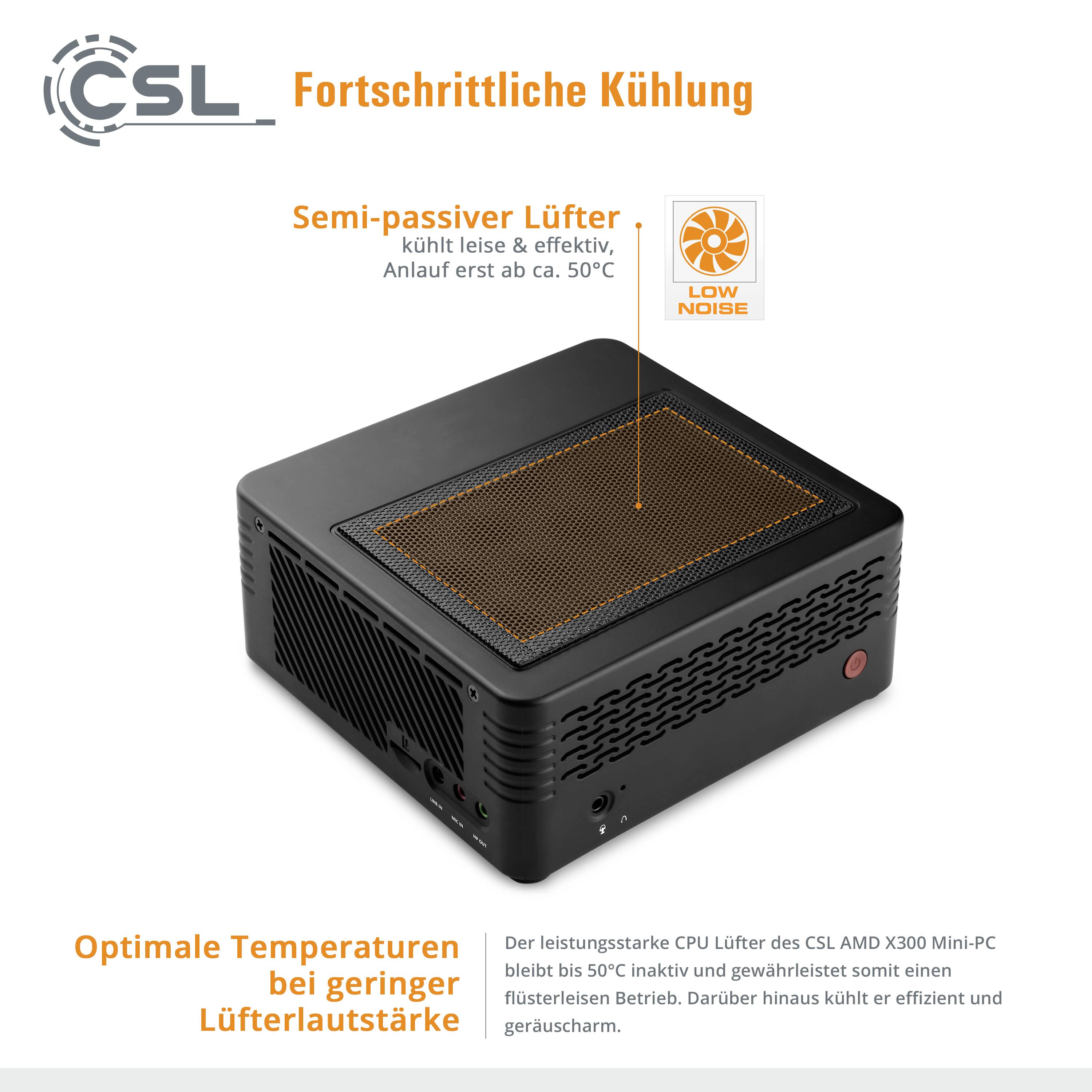 CSL Computer Mini-PC (HTPC) X300 AMD Ryzen 7 5700G 16 GB RAM 1000 GB SSD AMD Win 11 Pro 83745