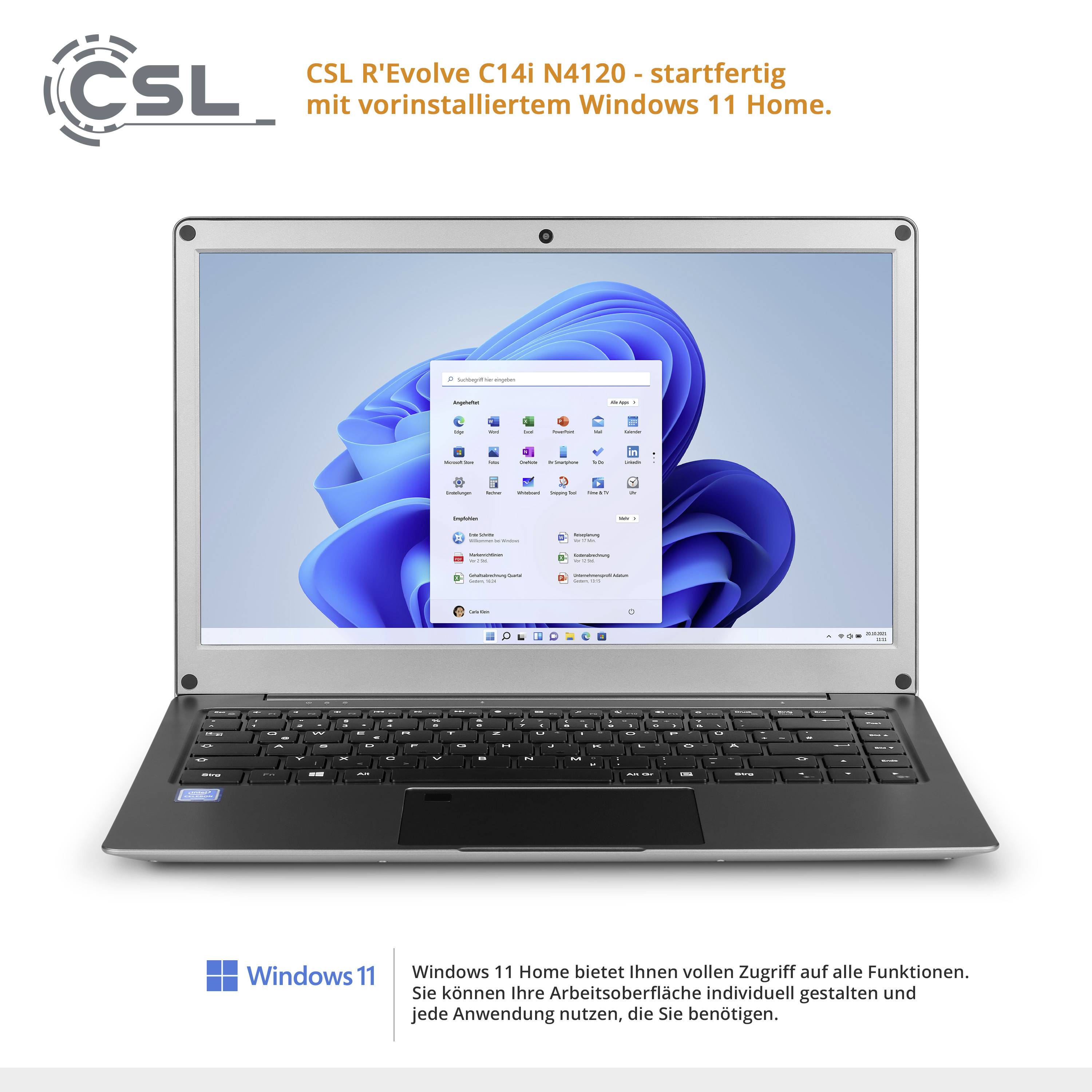 CSL Computer Notebook R' Evolve C14i V2 35.8 cm (14.1 pouces) Full HDIntel® Celeron®N41204 GB RAM64 GB eMMC;Intel UHD