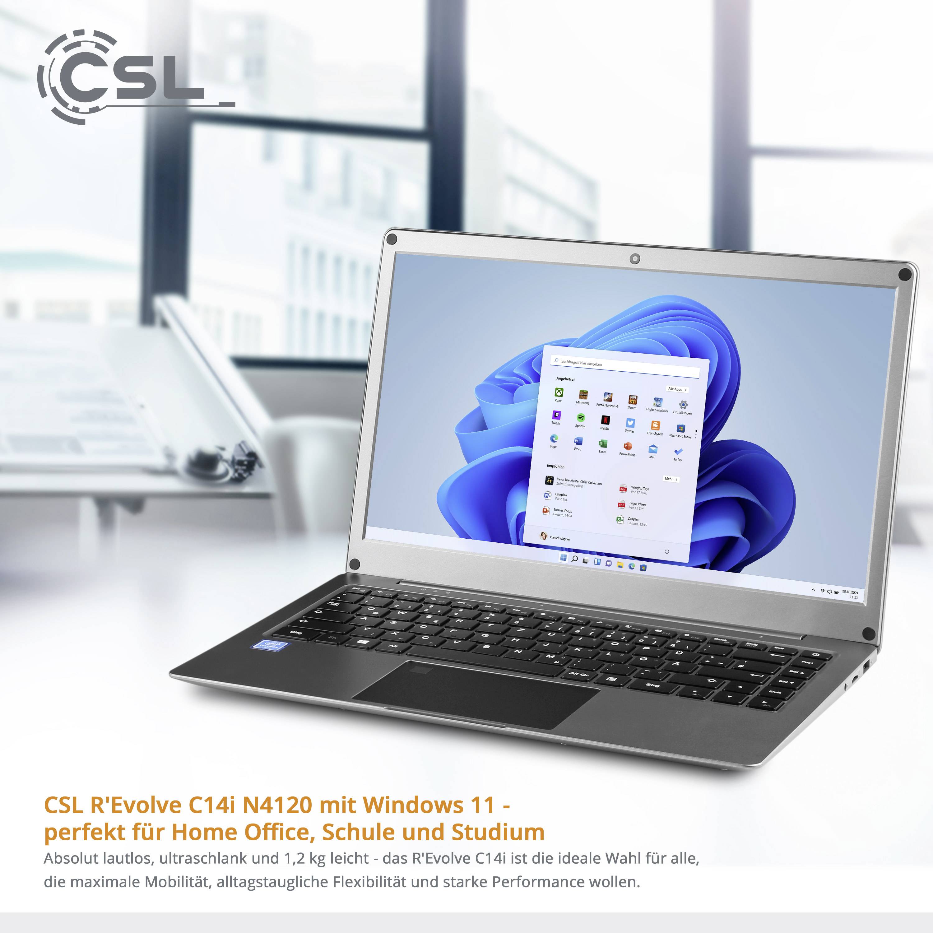 CSL Computer Notebook R' Evolve C14i V2 35.8 cm (14.1 pouces) Full HDIntel® Celeron®N41204 GB RAM64 GB eMMC;Intel UHD