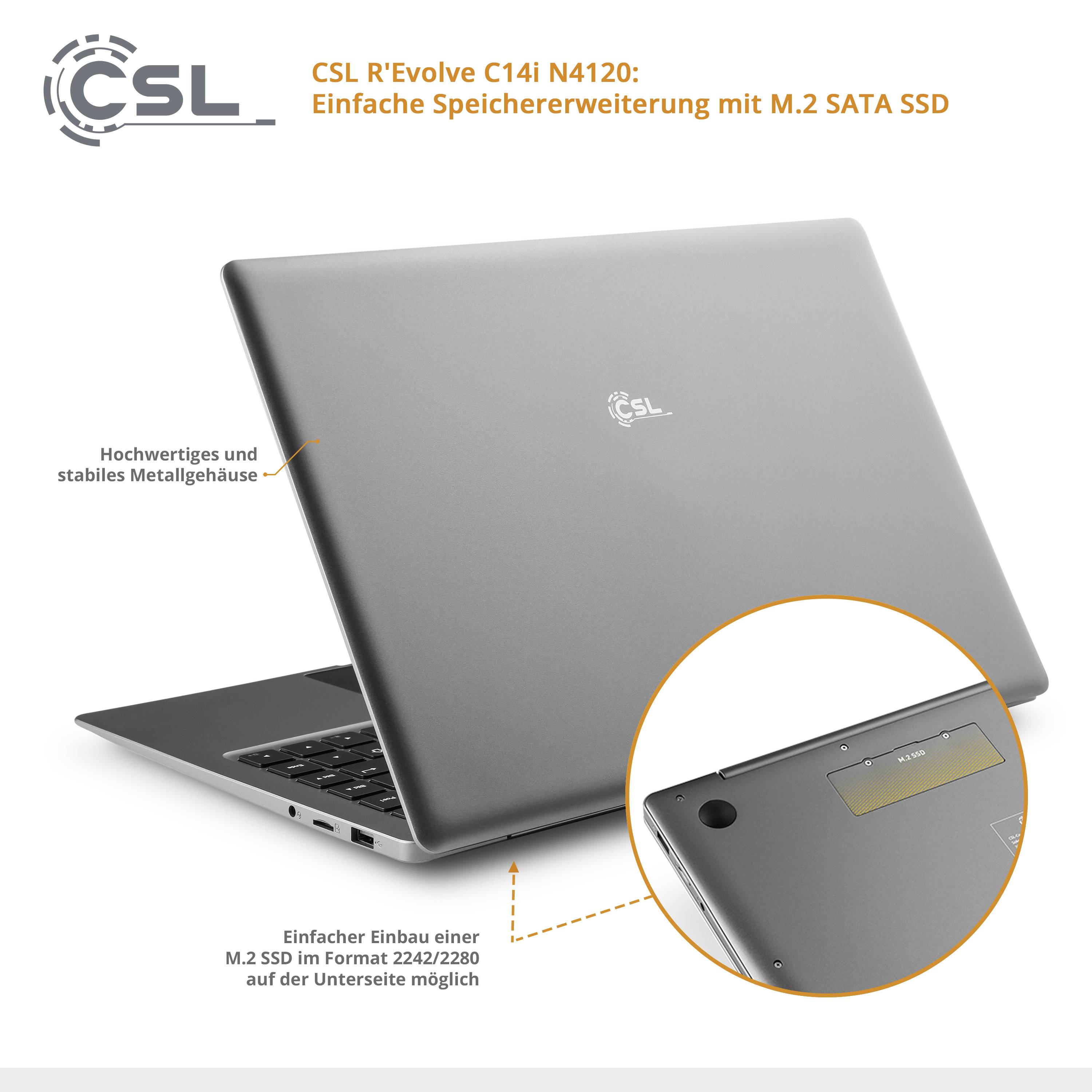 CSL Computer Notebook R' Evolve C14i V2 35.8 cm (14.1 pouces) Full HDIntel® Celeron®N41204 GB RAM64 GB eMMC500 GB SSD;Intel UHD