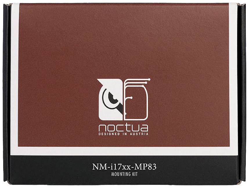 Emballage Noctua avec logo et texte 'NM-i17xx-MP83 Mounting Kit'.