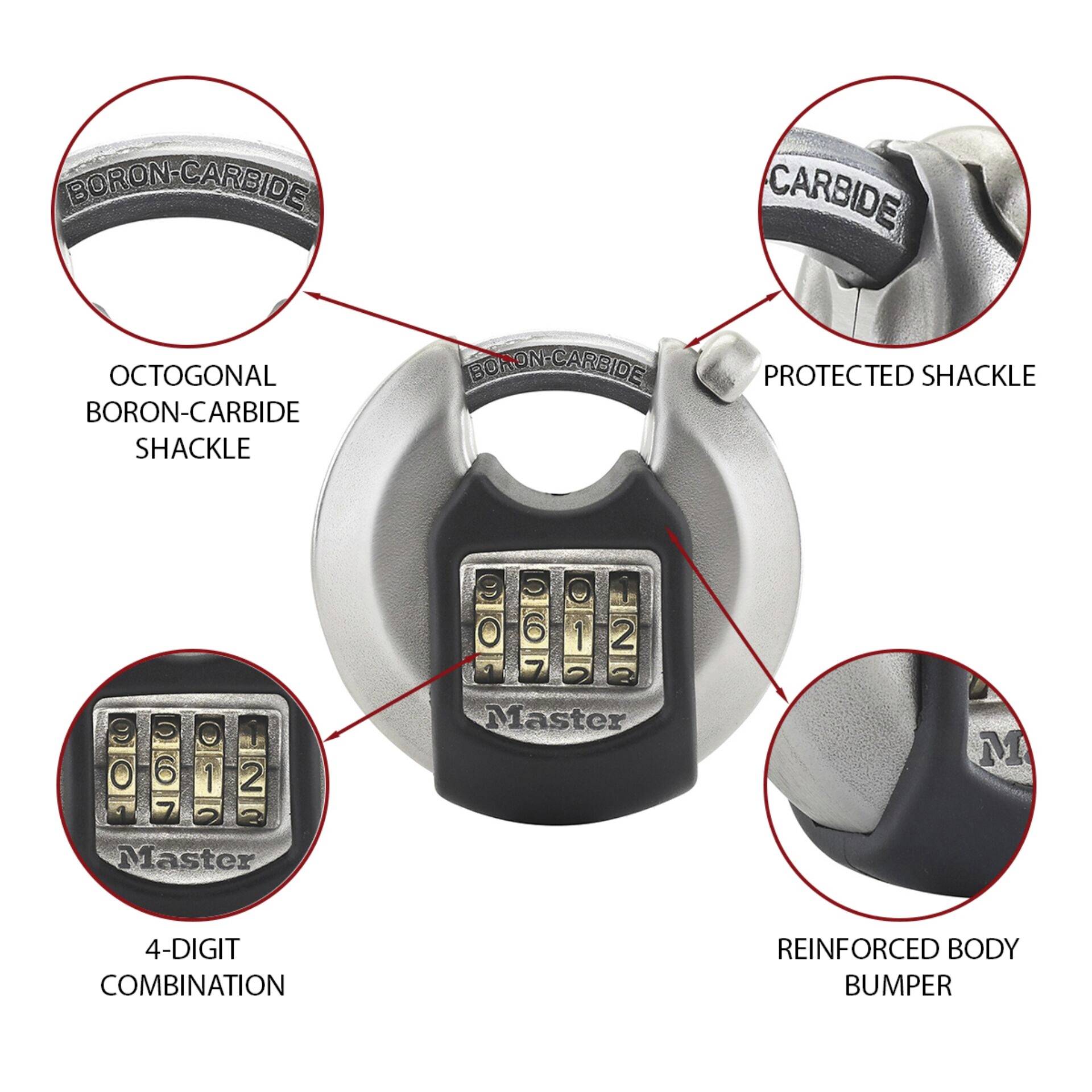 Master Lock P23615 Cadenas argent, noir