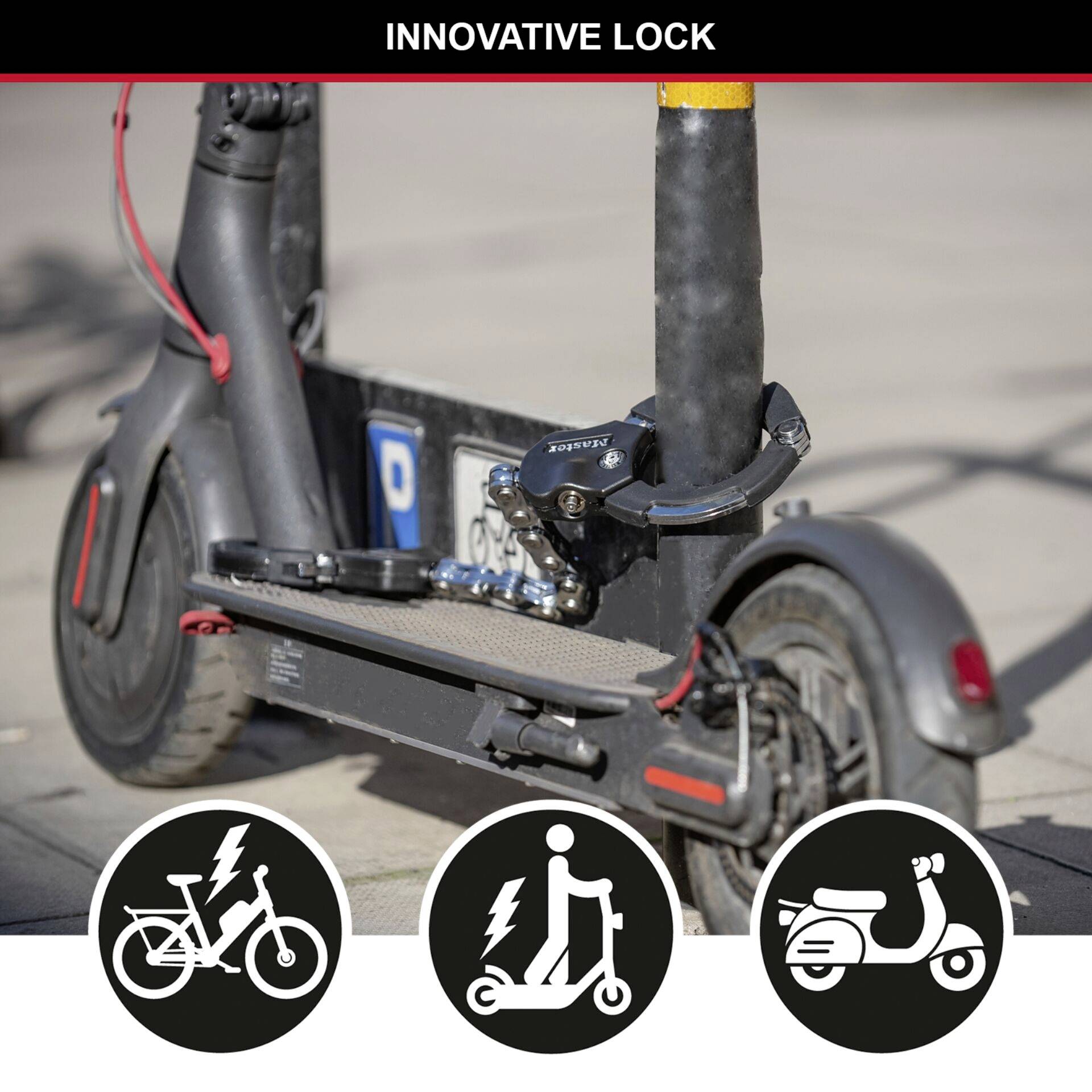 Master Lock 8290EURDPRO Antivol de cadre noir, argent fermeture à clé