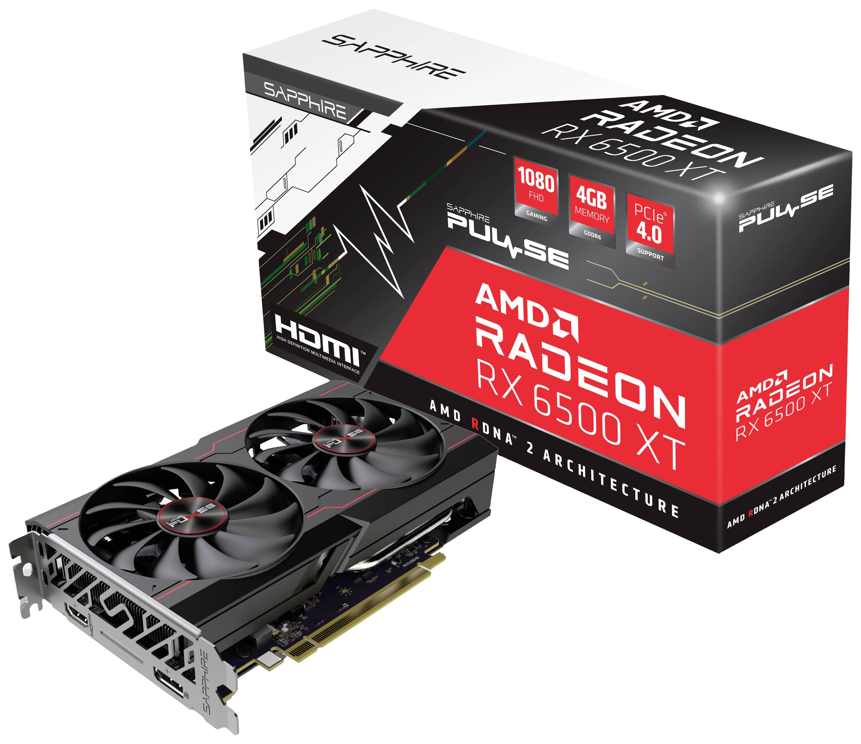 Sapphire Carte graphique AMD Radeon RX 6500 XT Pulse 4 GB GDDR6-RAM PCIe x16 DisplayPort, HDMI™ AMD FreeSync