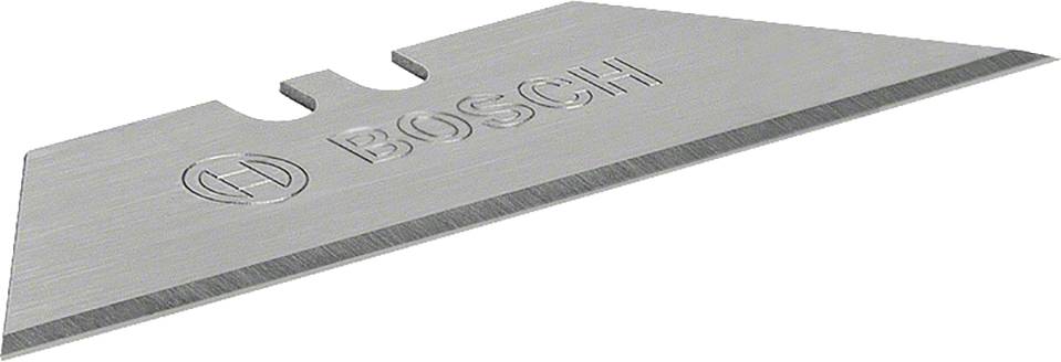 Une lame de rechange trapézoïdale portant l'inscription 'Bosch', utilisée pour divers outils de coupe de matériaux.