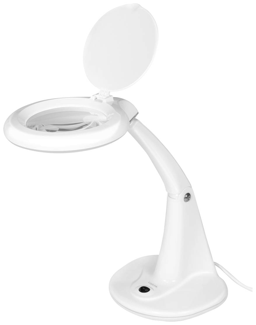 Lampe loupe à lentille ronde et bras flexible, adaptée aux travaux détaillés tels que la lecture ou les loisirs créatifs.