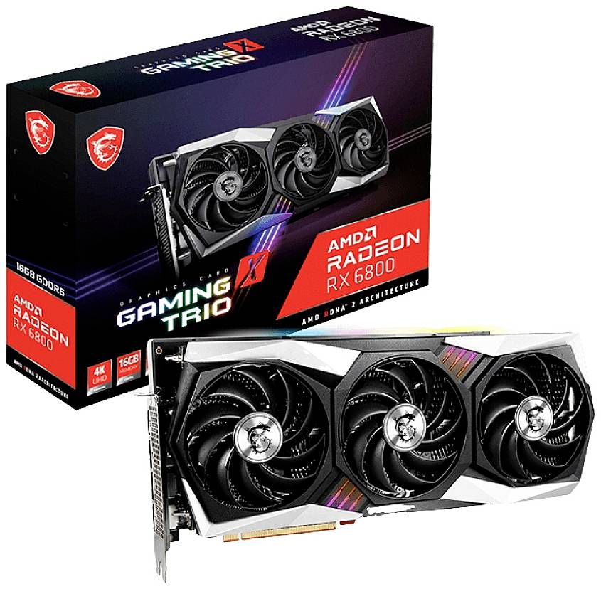 MSI Gaming Carte graphique AMD Radeon RX 6800 Gaming X Trio 16 GB GDDR6-RAM PCIe HDMI™, DisplayPort éclairage RGB, AMD FreeSync