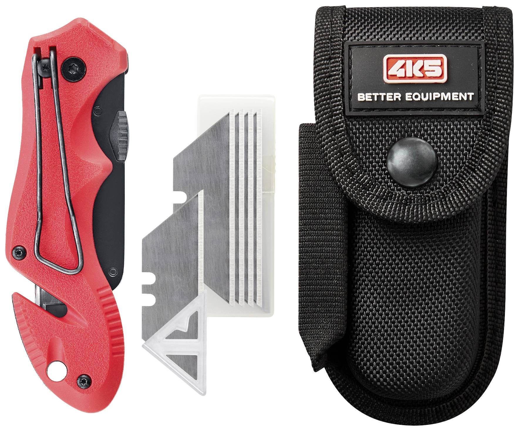 4K5 Tools TK 300 Insert Blade Knife 600.300A Couteau pliant avec étui rouge, noir