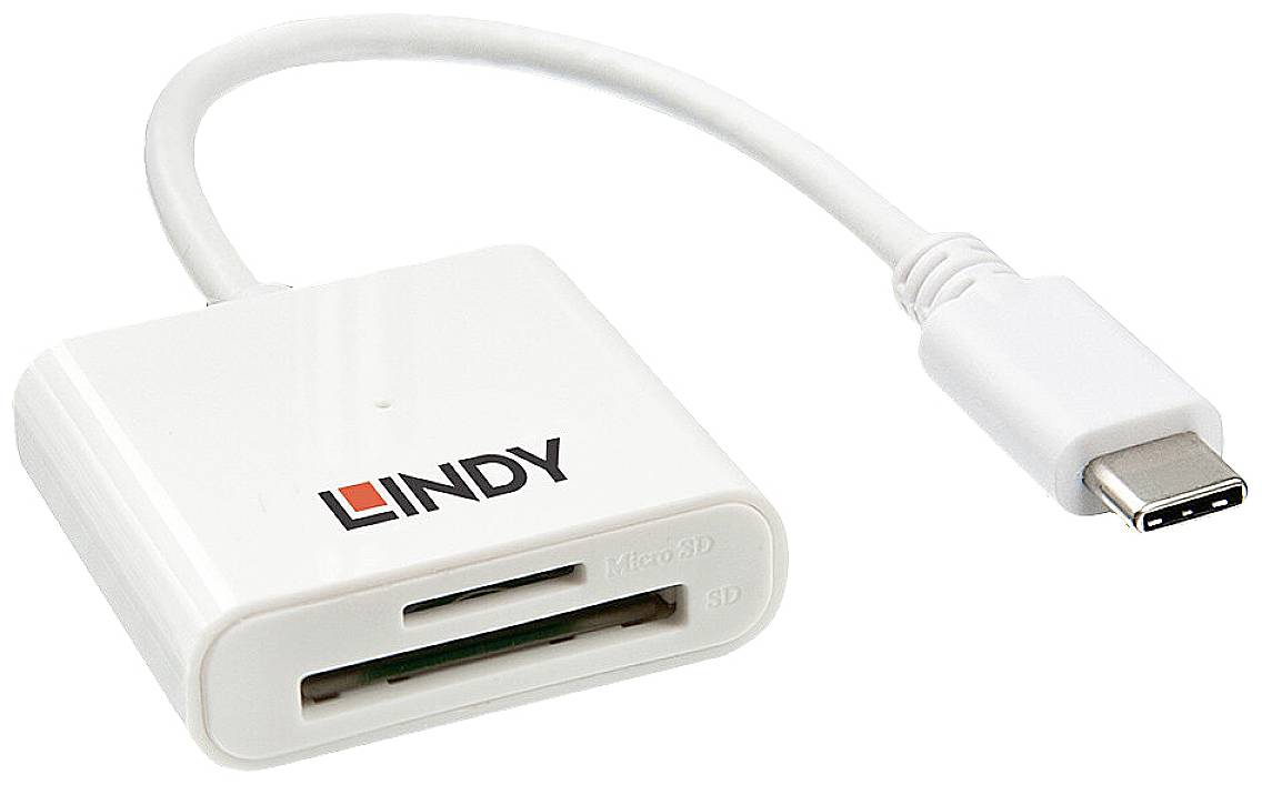 LINDY Lecteur de carte mémoire externe microSD, SD, USB 3.1 (Gen 1) blanc