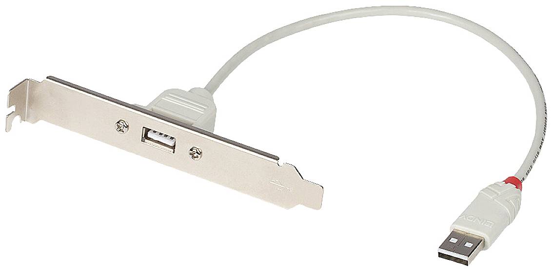 Passe-câble métallique avec port USB et câble de connexion pour boîtier d'ordinateur.