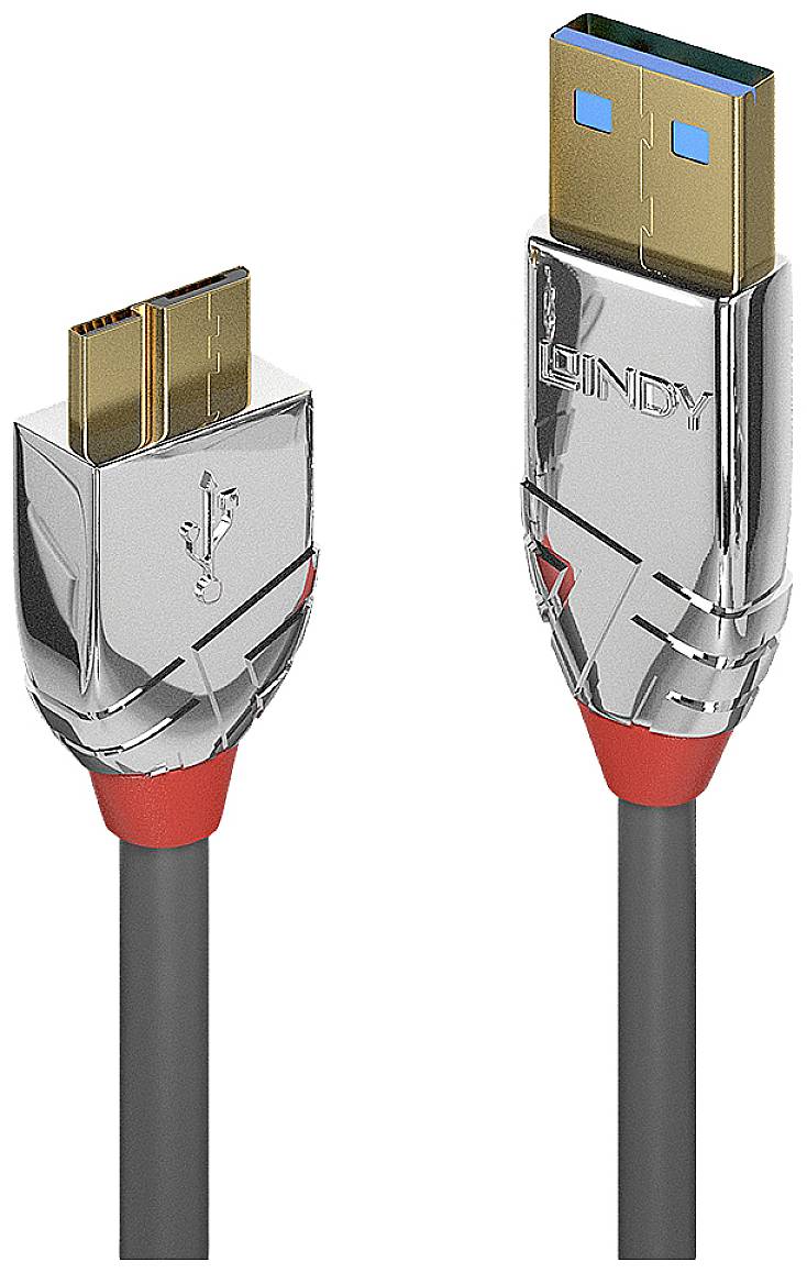 LINDY Câble USB USB 3.2 Gen1 (USB 3.0) USB-A mâle, USB-Micro-B 3.0 mâle 2.00 m gris 36658