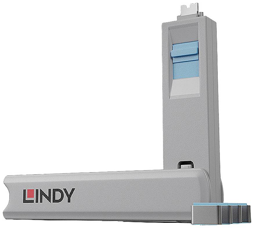 LINDY Verrouillage de port USB-C® jeu de 4 bleu avec 1 clé 40465
