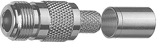Connecteur coaxial métallique avec une gaine amovible, motif géométrique sur la surface pour une meilleure prise en main et sécurisation de la connexion.