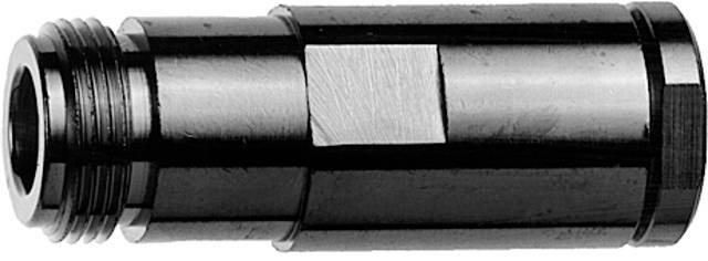 Une pièce cylindrique en métal avec un filetage à une extrémité, réfléchissant la lumière. Probablement partie intégrante d'un mécanisme plus important.