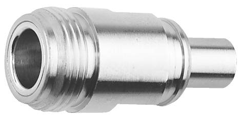 Adaptateur métallique de forme cylindrique avec une extrémité lisse et un filetage strié. Utilisé pour des applications de connexion industrielles.