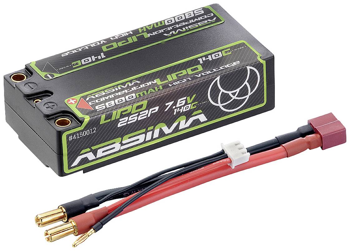 Absima Pack de batterie (LiPo) 7.6 V 5800 mAh Nombre de cellules: 4 140 C hardcase 5 mm, fiche T femelle