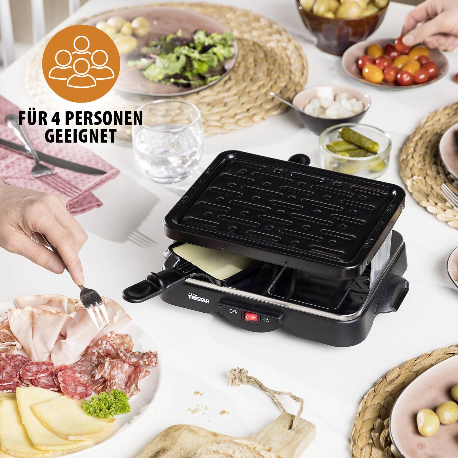 Tristar RA-2949 Appareil à raclette 4 poêlons noir