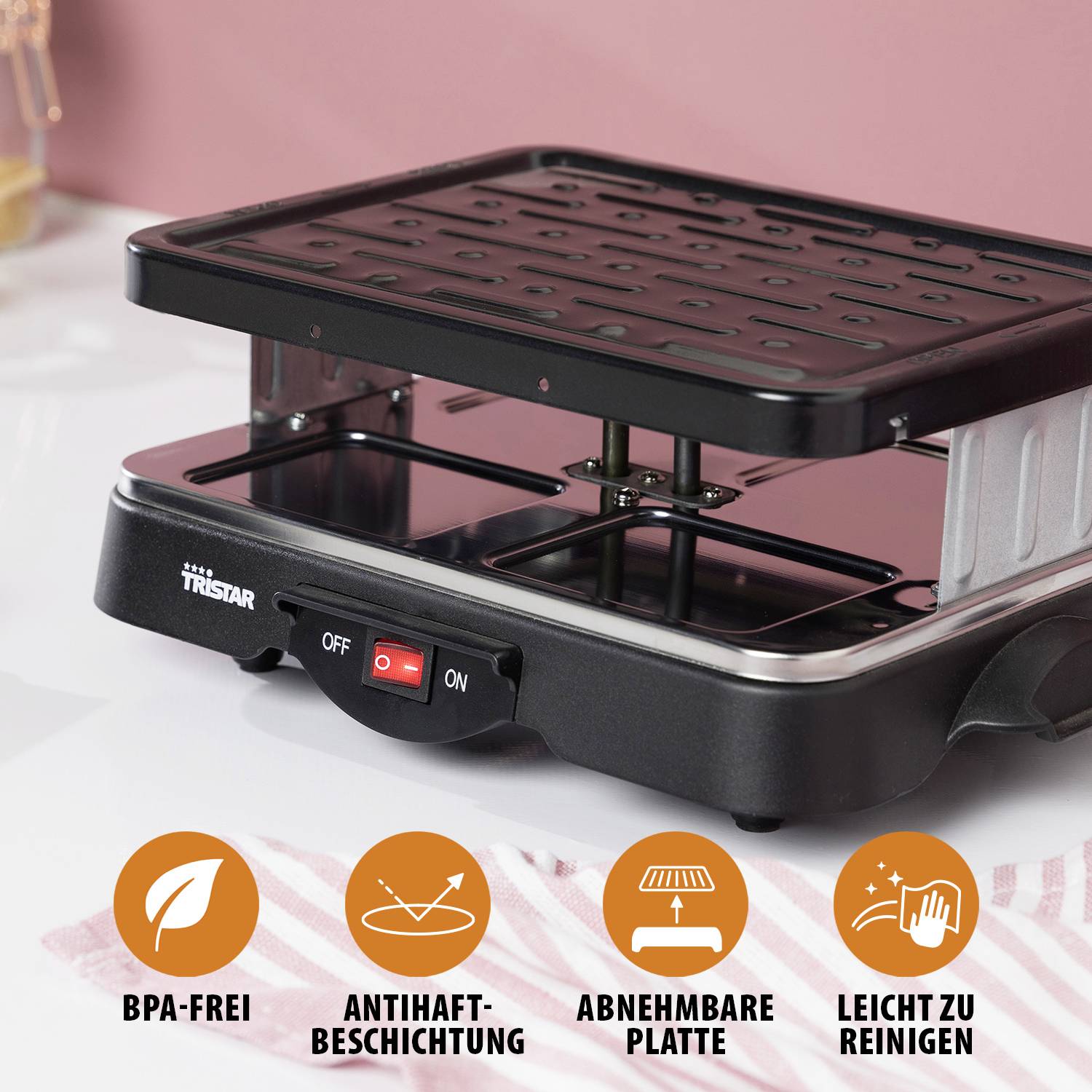 Tristar RA-2949 Appareil à raclette 4 poêlons noir