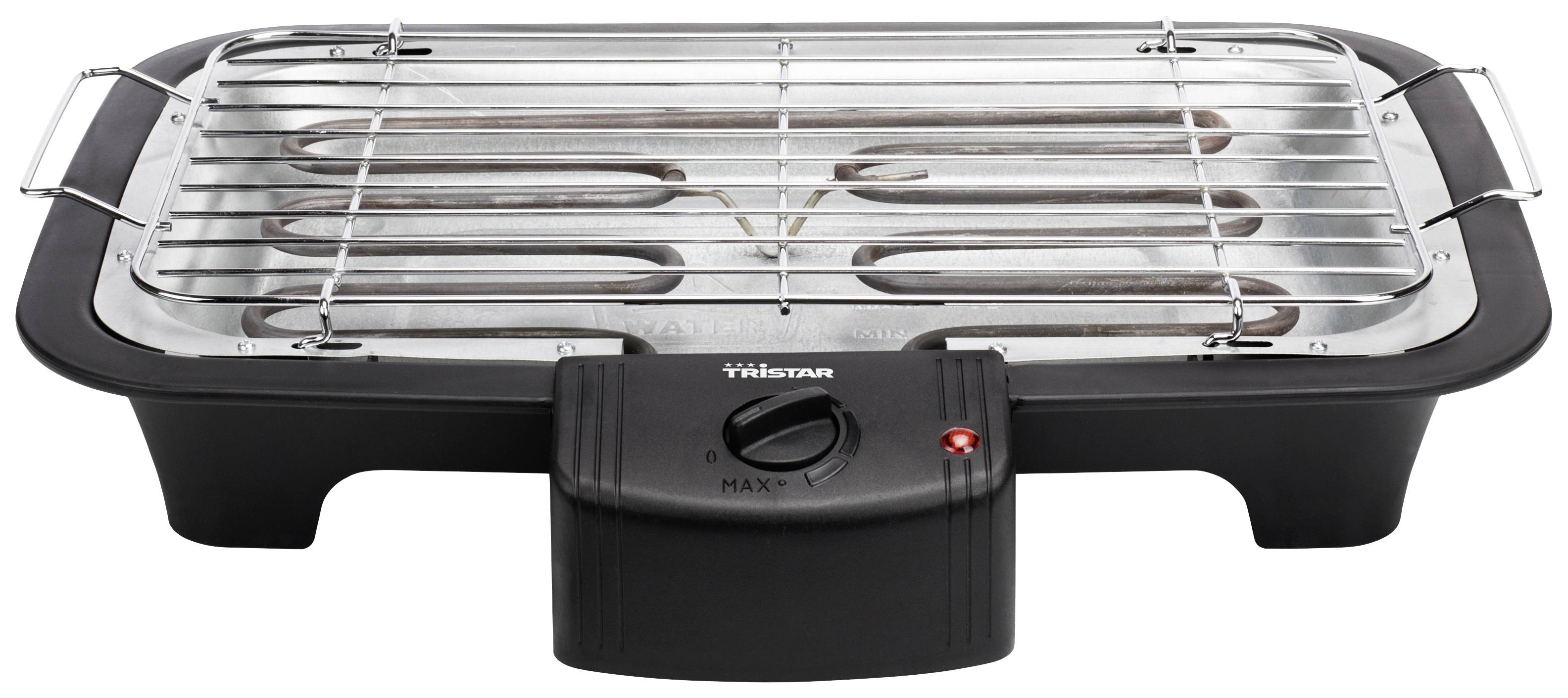 Un grill de table électrique avec grille en métal et régulateur de température. Idéal pour griller à l'intérieur avec une répartition uniforme de la chaleur.