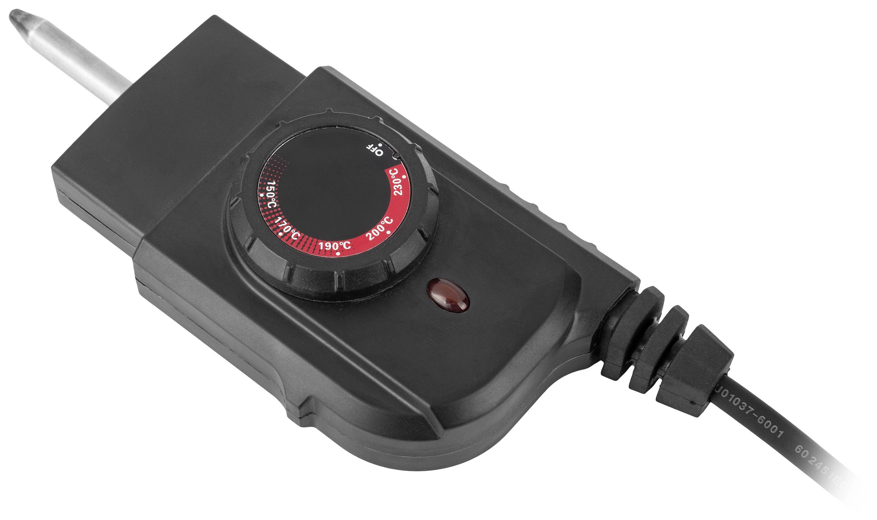 Régulateur de température électrique avec bouton rotatif de réglage, boîtier noir. Adapté pour le contrôle des appareils de chauffage.