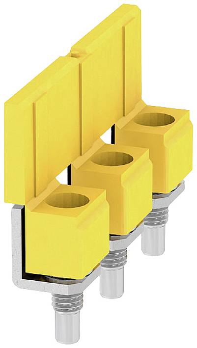 Boîtier de connecteur jaune tripolaire avec bornes à vis, adapté pour une utilisation dans les circuits électriques.