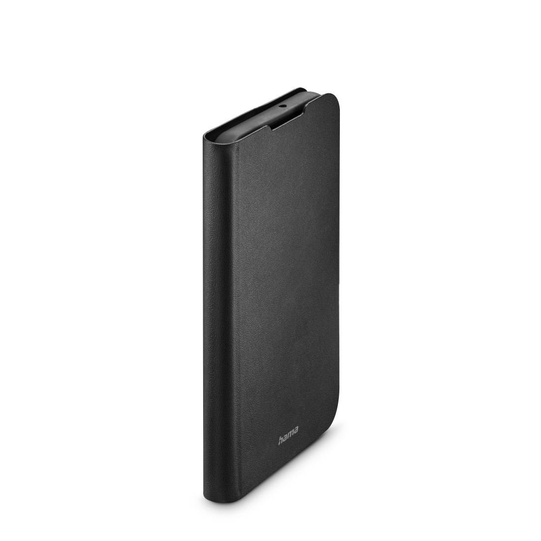 Une coque de smartphone noire en vue verticale, fermée.