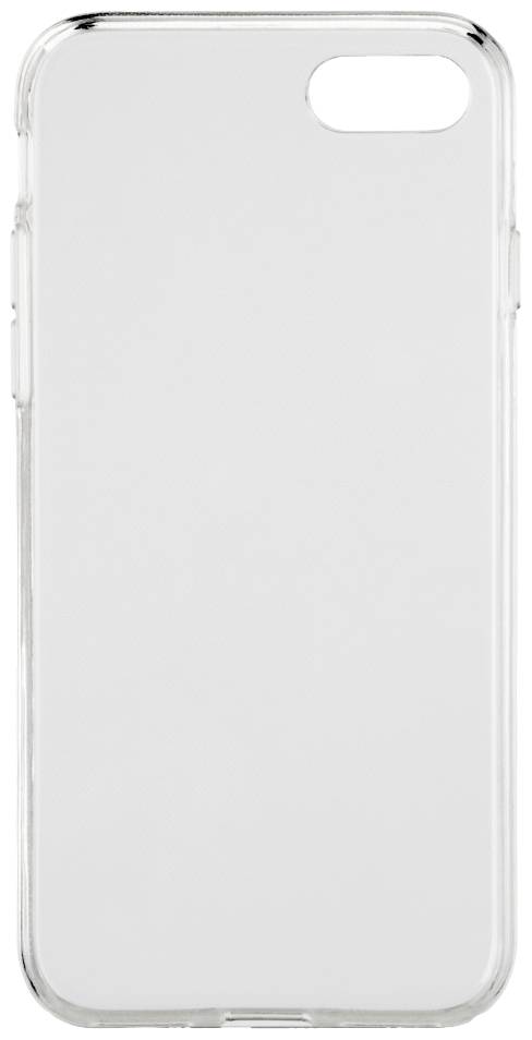 Étui de téléphone transparent pour smartphone, montrant les emplacements des trous de caméra et l'emplacement des boutons.