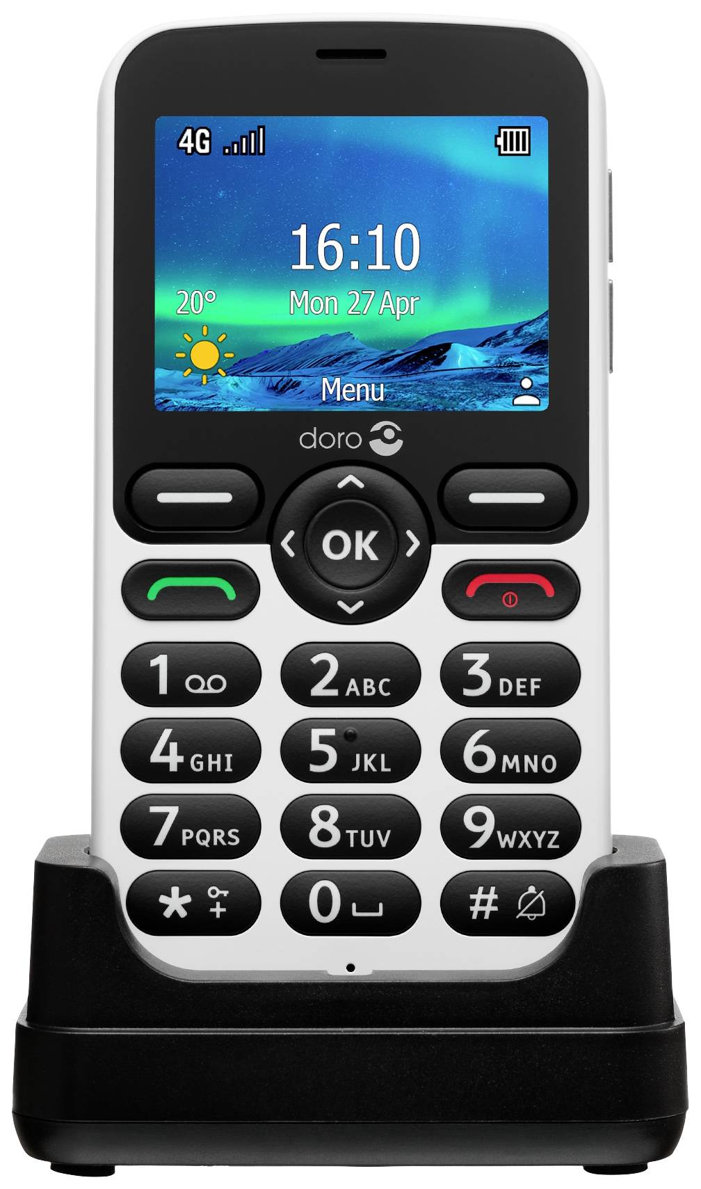 doro 5860 Téléphone portable pour séniors avec station de charge noir/blanc