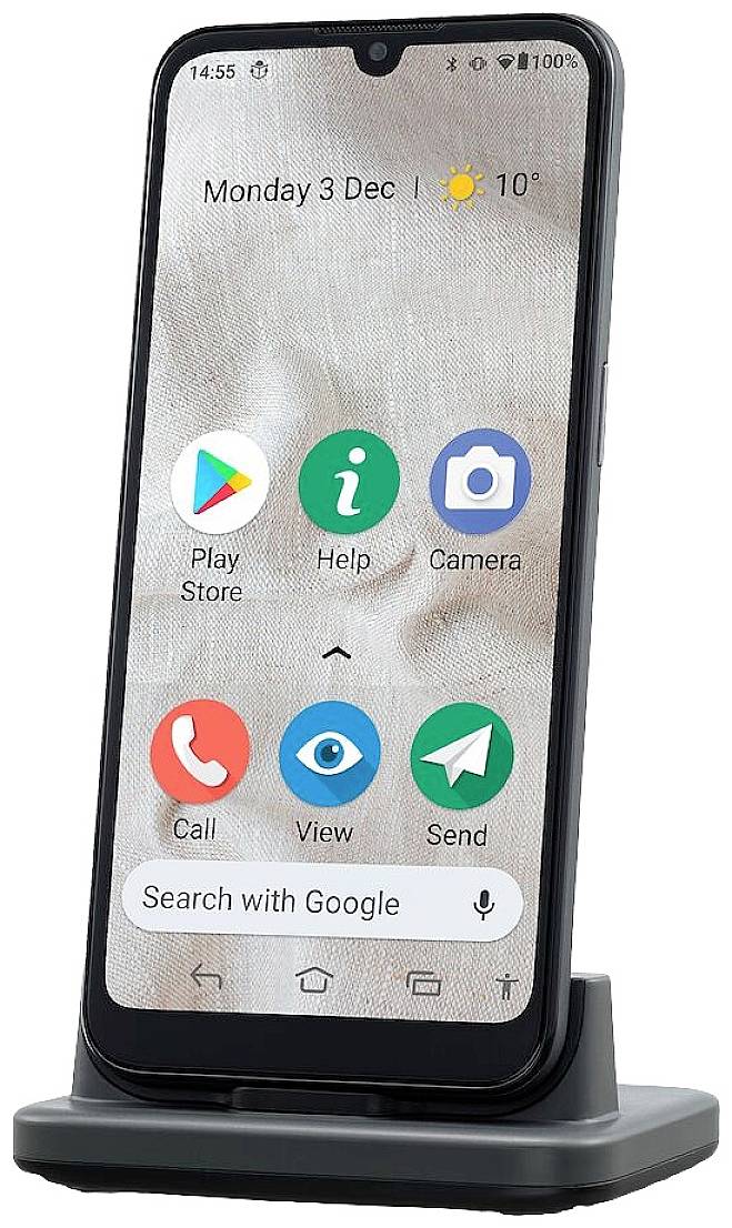 doro 8100 Plus Smartphone pour séniors IP54, avec station de charge noir