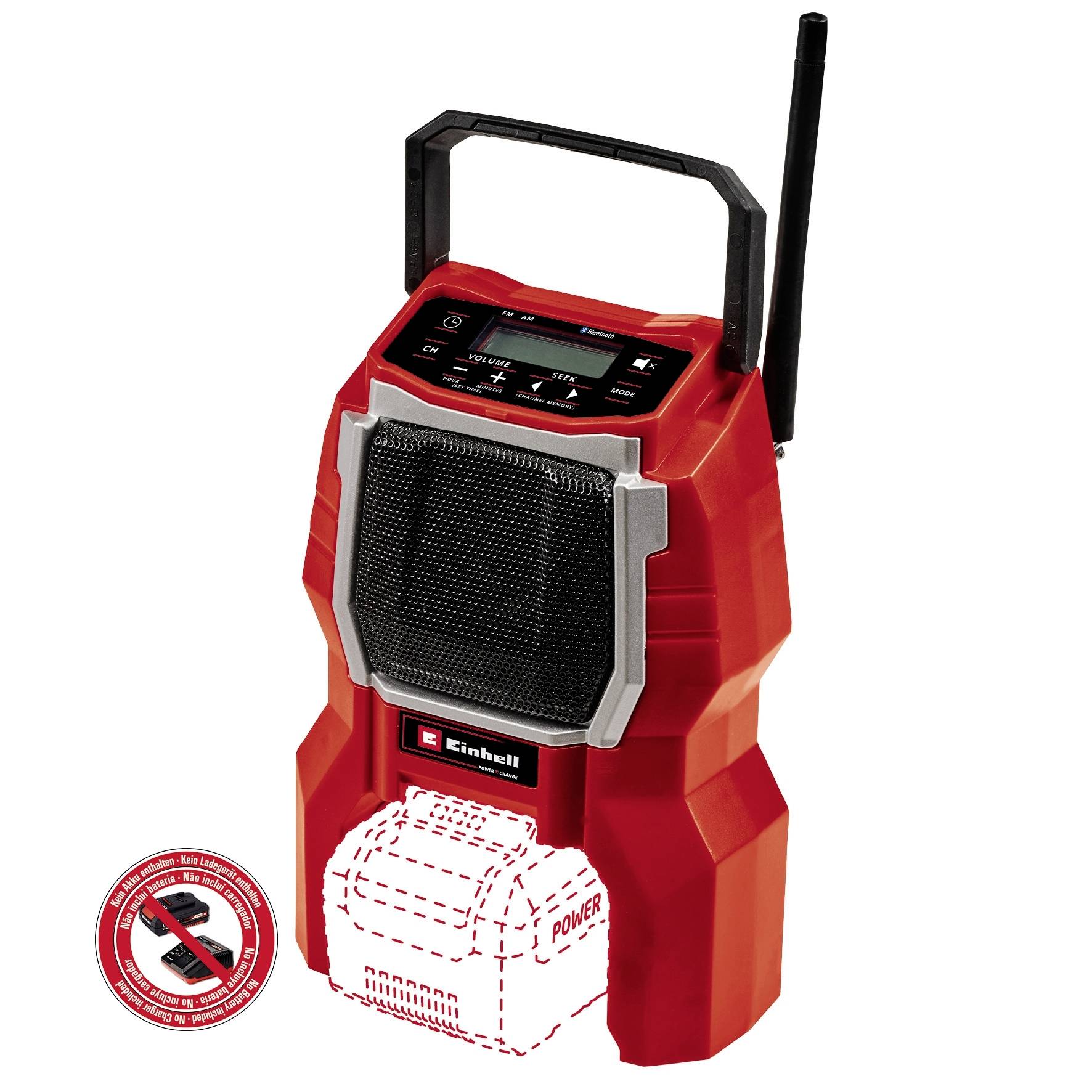 Einhell TC-RA 18 Li BT - Solo Radio de chantier FM Bluetooth rouge