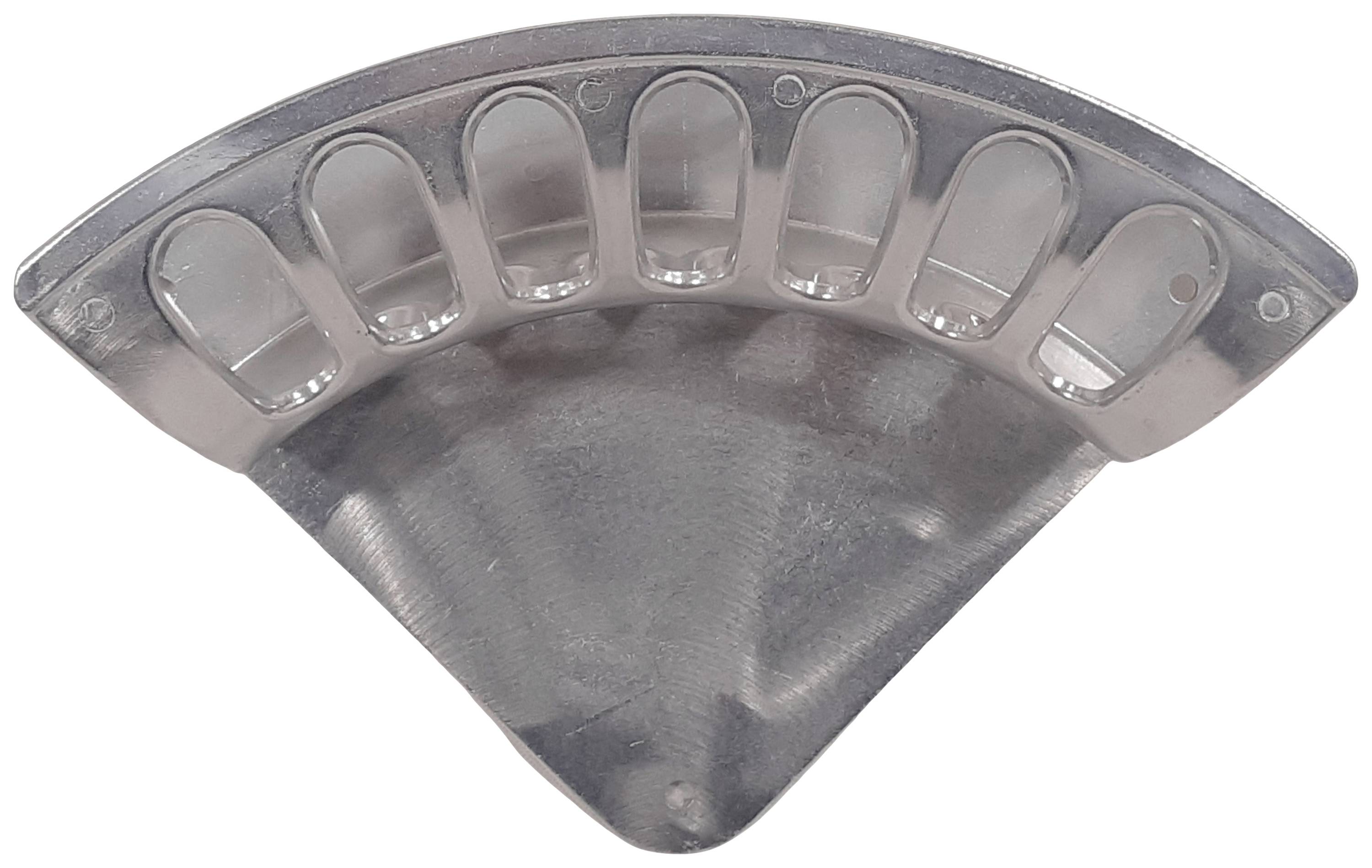 Cuillère à empreinte dentaire métallique de forme semi-circulaire, utilisée pour la prise d'empreintes dentaires en médecine dentaire.