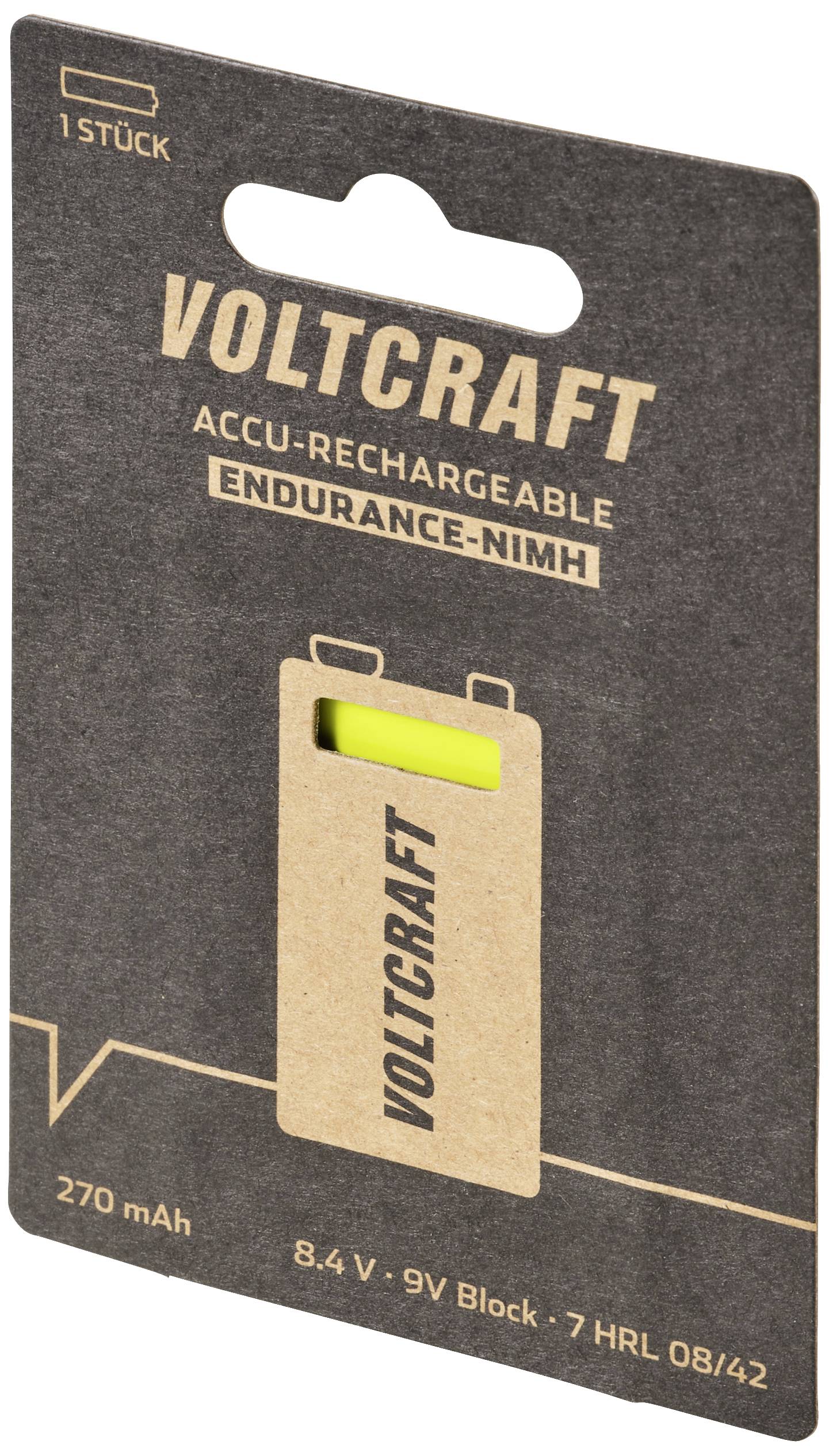 VOLTCRAFT Endurance 6LR61 Pile rechargeable 6LR61 (9V) NiMH 270 mAh 8.4 V 1 pc(s)
