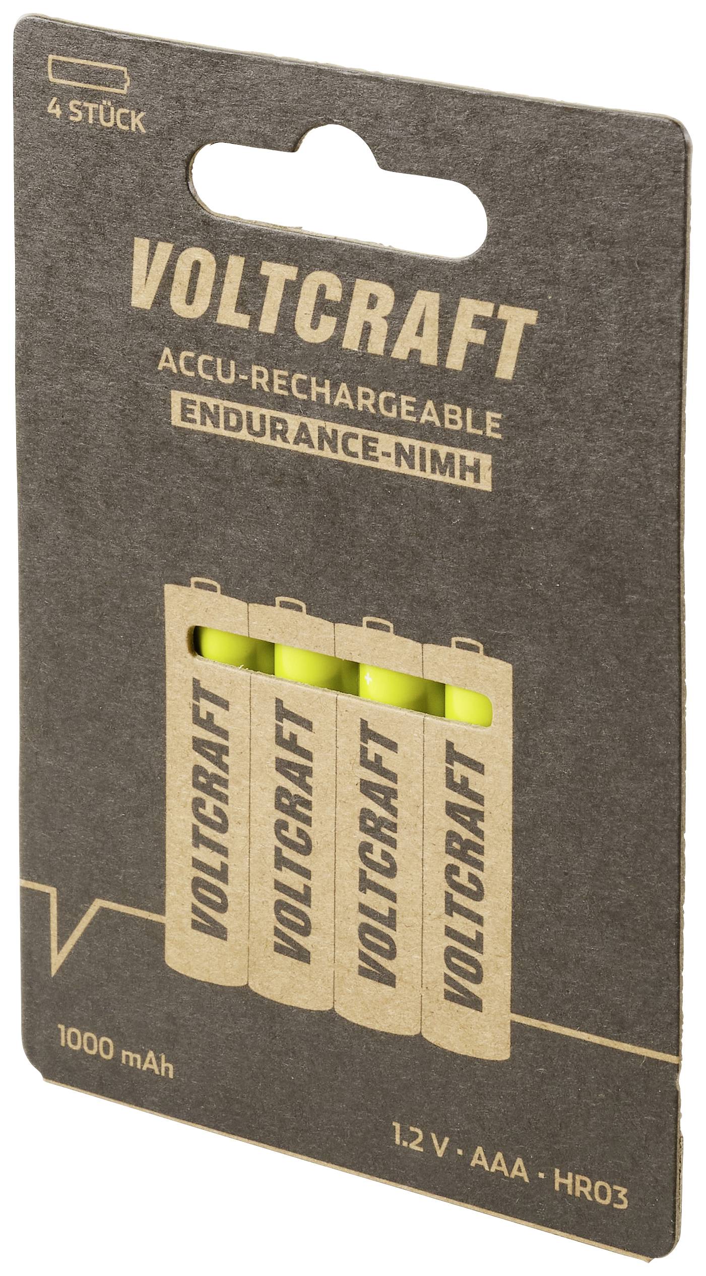 VOLTCRAFT Endurance HR03 Pile rechargeable LR3 (AAA) NiMH 1000 mAh 1.2 V 4 pc(s)
