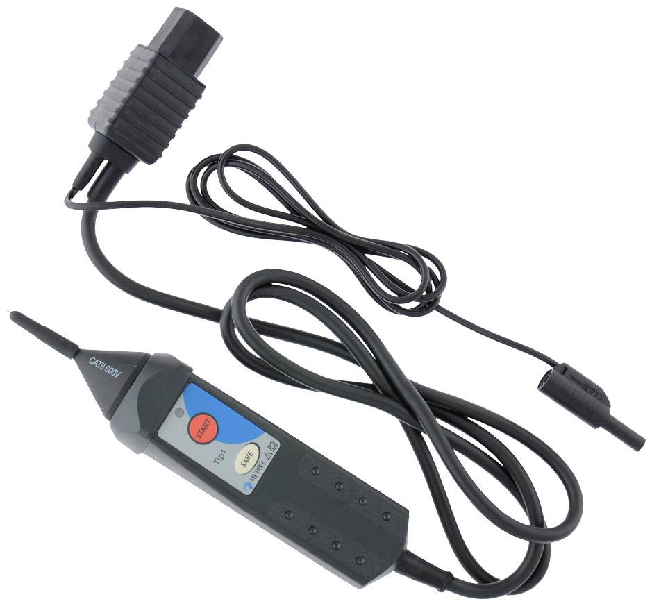 Appareil de test électronique avec câble et sondes, incluant un grand connecteur. Utilisé à des fins de diagnostic en électronique.