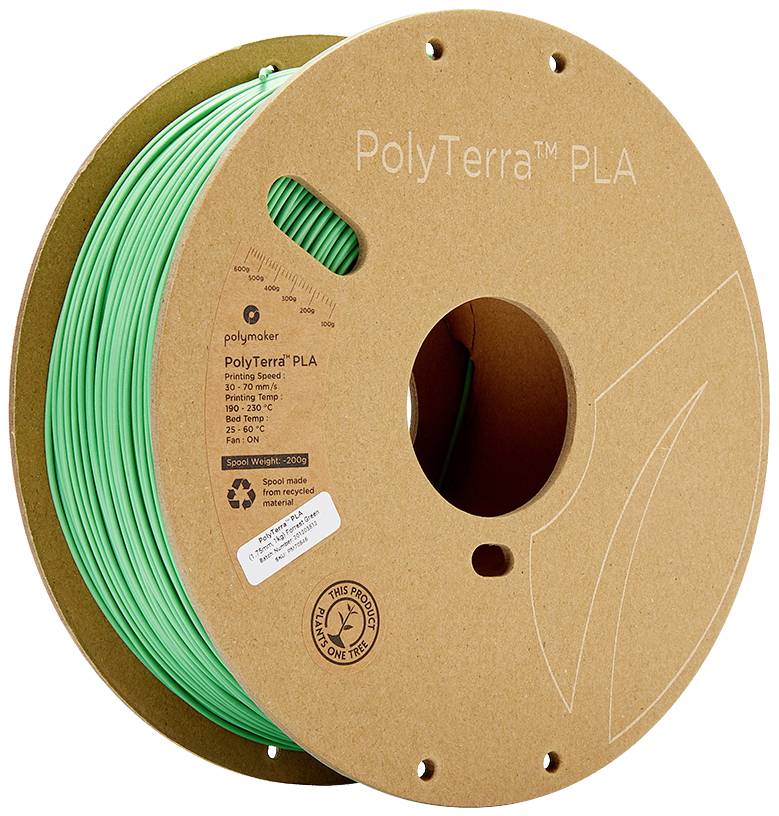Polymaker 70846 PolyTerra PLA Filament PLA faible teneur en plastique 1.75 mm 1000 g vert (mat) 1 pc(s)
