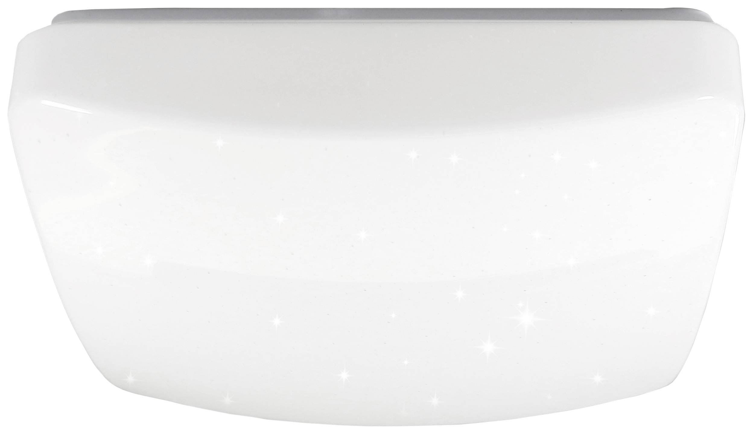 Luminaire de plafond rectangulaire blanc avec de petites étoiles lumineuses.