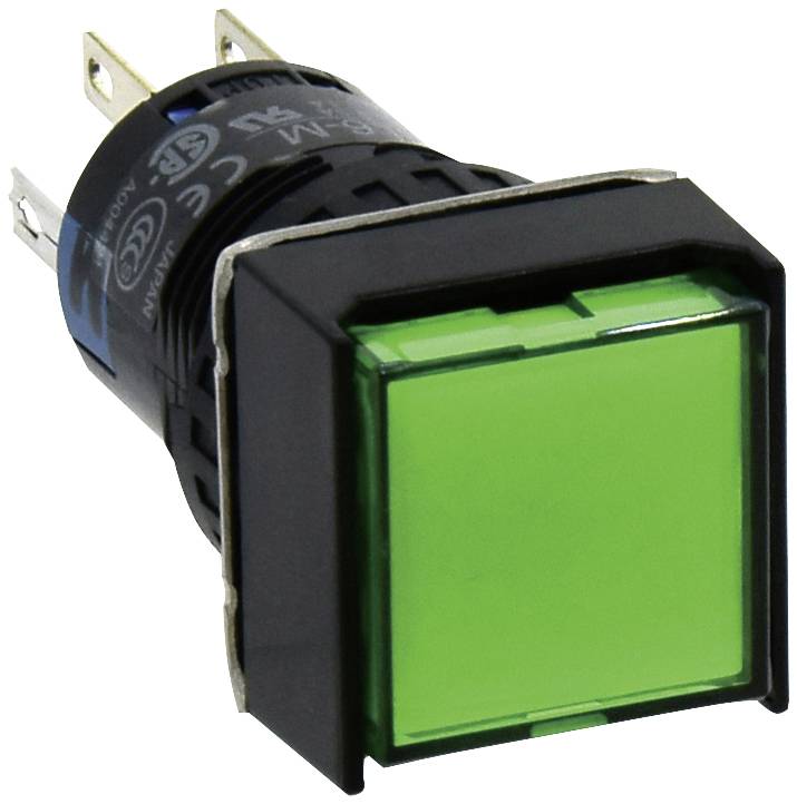 Idec AL6Q-A24P-G AL6Q-A24P-G Bouton-poussoir lumineux à rappel 250 V 1 A 2 x On/On à accrochage vert IP65 1 pc(s)