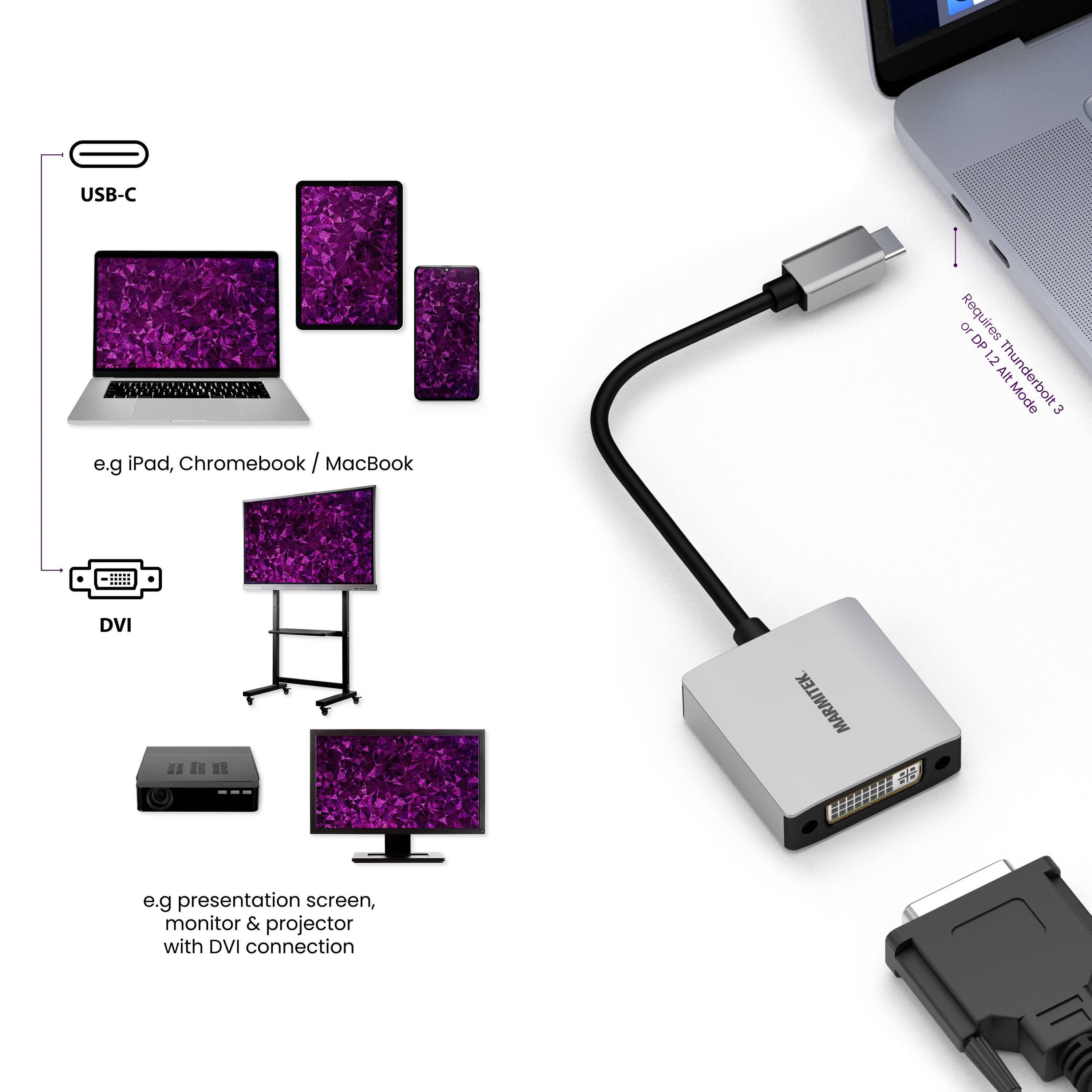 Marmitek USB-C® Adaptateur [1x USB-C® - 1x DVI] USB-C / DVI Adapter 0.15 m
