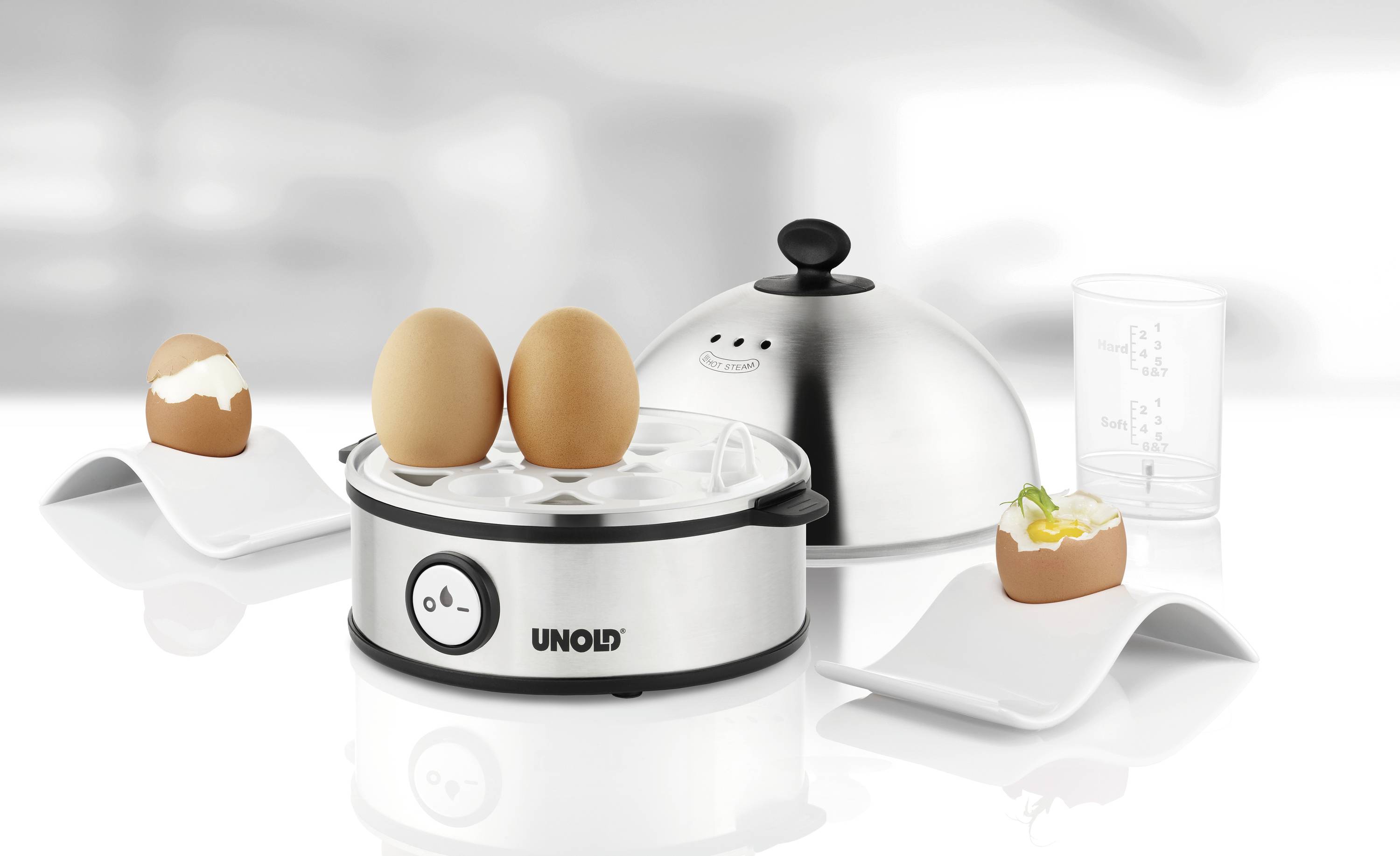 Unold Edel Cuiseur à oeufs voyant lumineux, sans BPA acier inoxydable, noir