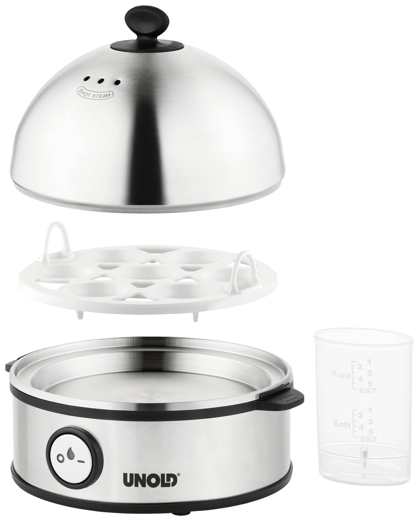 Unold Edel Cuiseur à oeufs voyant lumineux, sans BPA acier inoxydable, noir