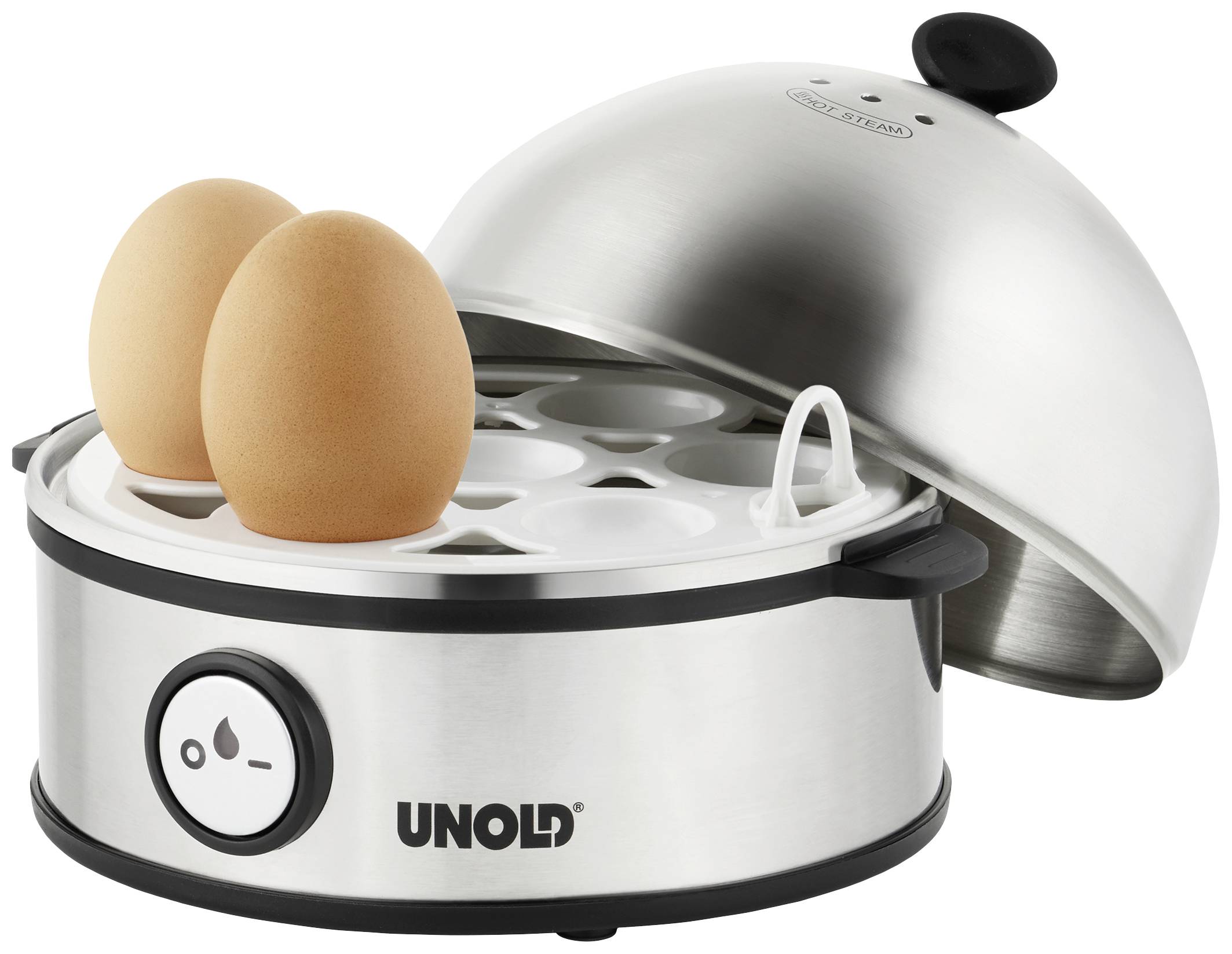 Unold Edel Cuiseur à oeufs voyant lumineux, sans BPA acier inoxydable, noir