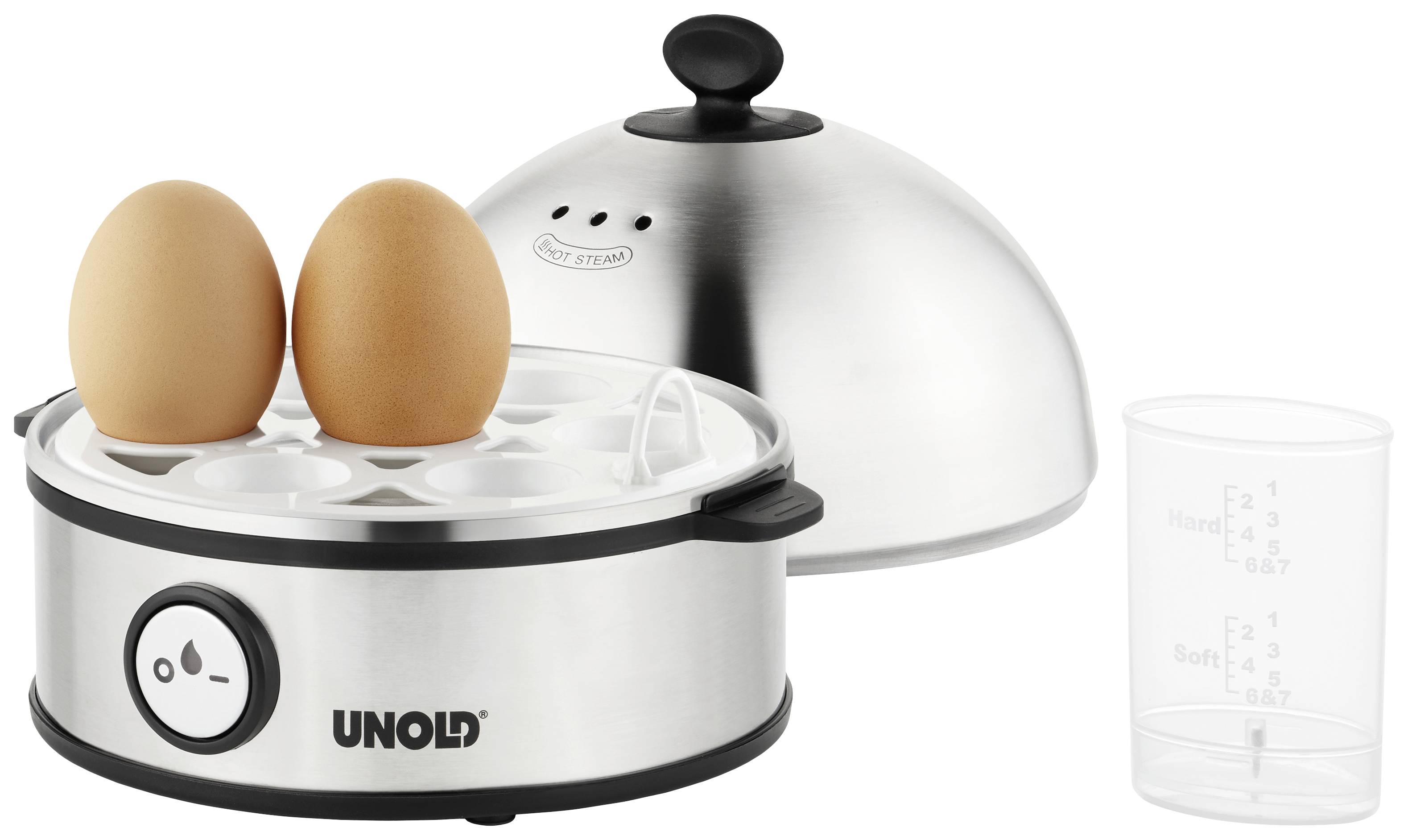 Unold Edel Cuiseur à oeufs voyant lumineux, sans BPA acier inoxydable, noir