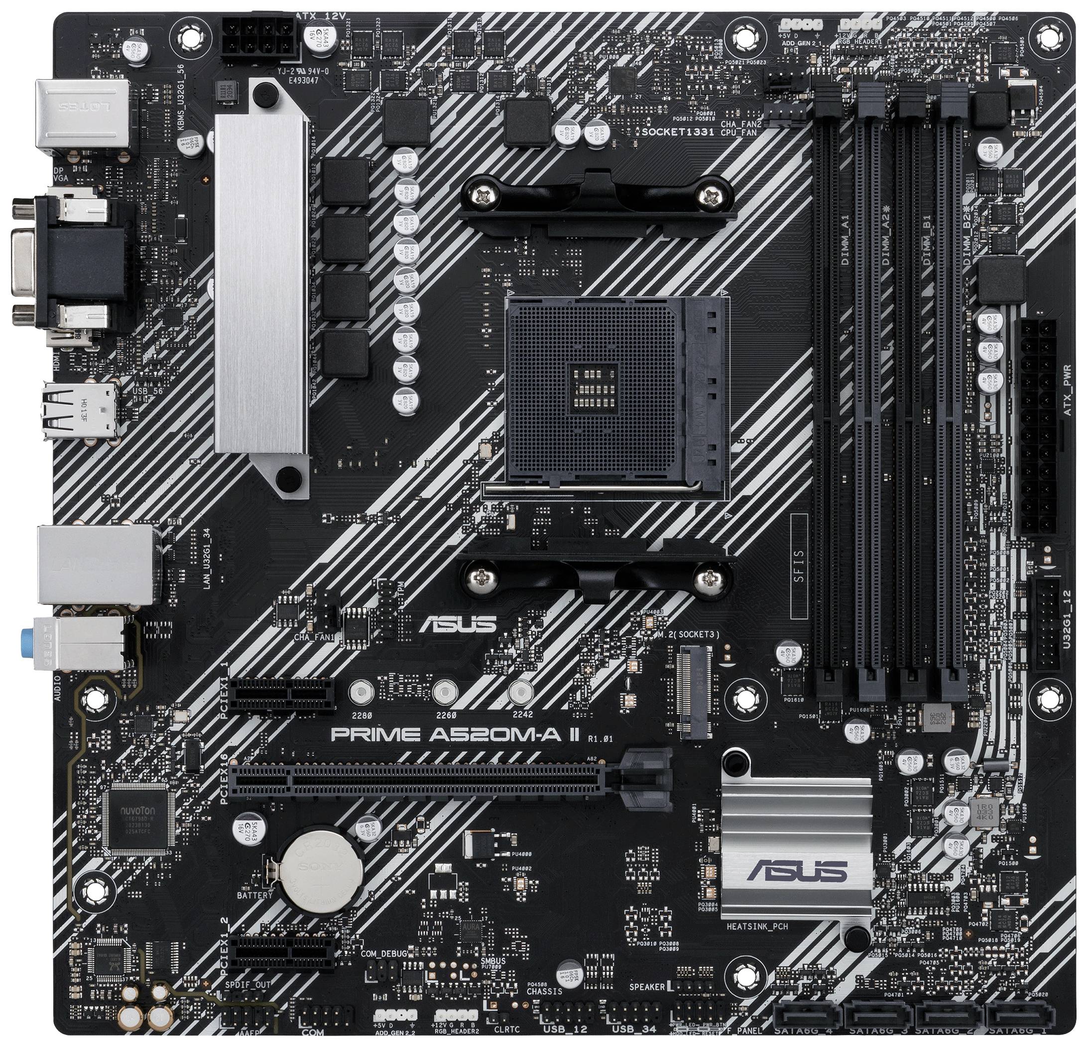 Asus PRIME A520M-A II Carte mère Socket (PC) AMD AM4 Facteur de forme (détails) ATX Chipset de la carte mère AMD® A520