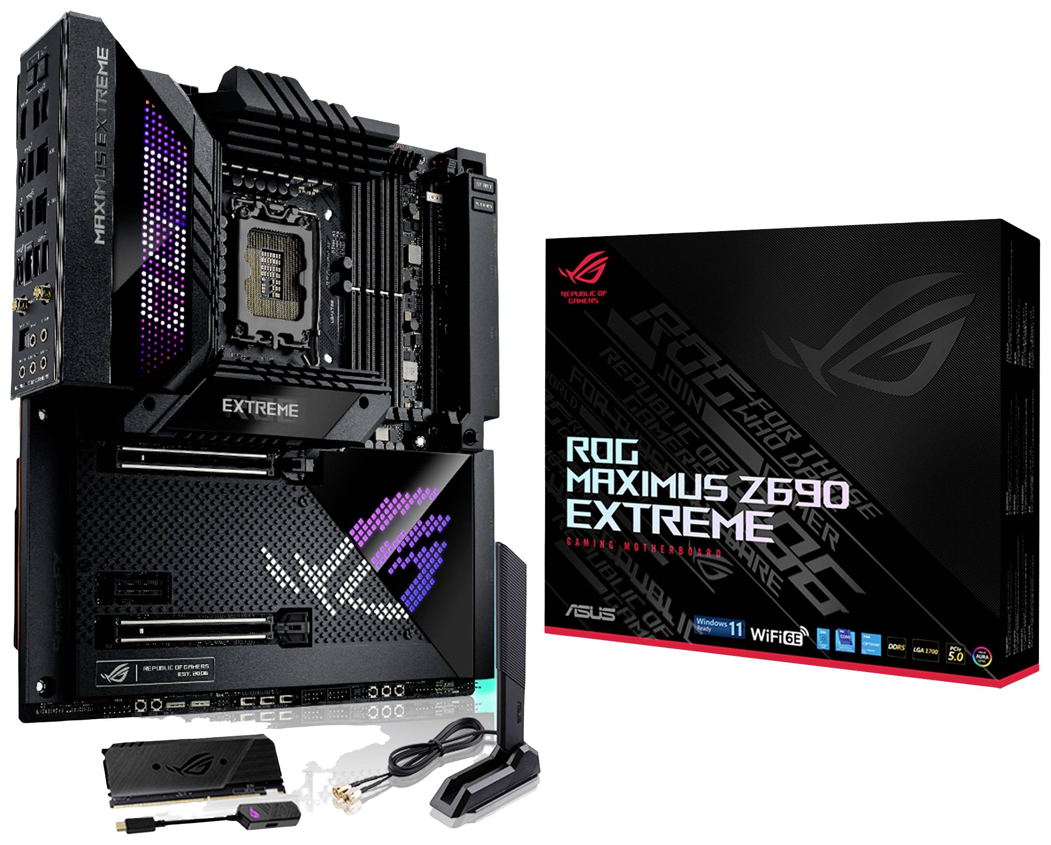 Asus ROG MAXIMUS Z690 EXTREME Carte mère Socket (PC) Intel® 1700 Facteur de forme (détails) ATX Chipset de la carte mère Intel®