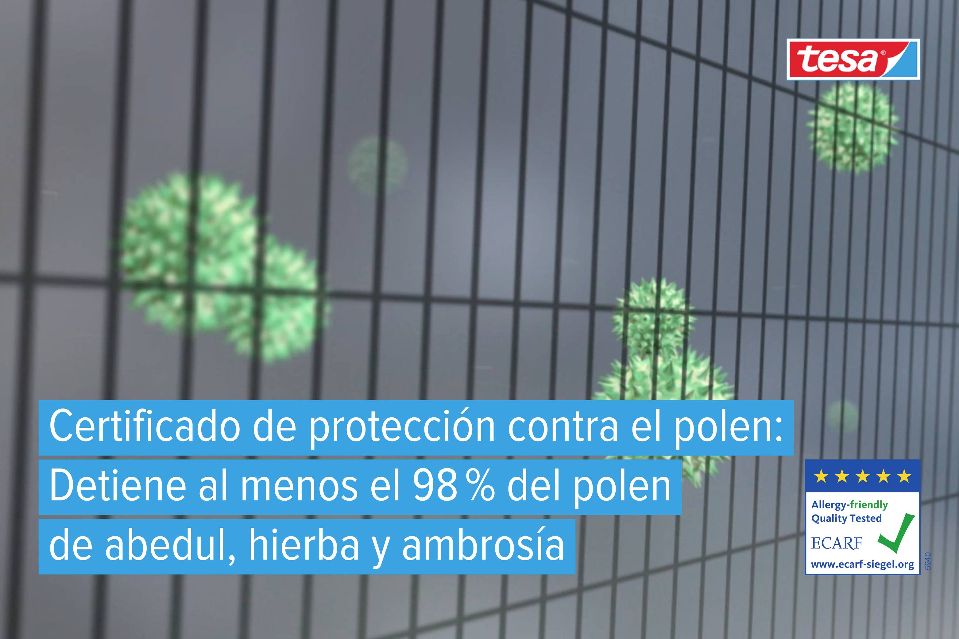'Filet avec protection anti-pollen : Certifié, retient au moins 98 % des pollens de bouleau, de graminées et d'herbe à poux.'