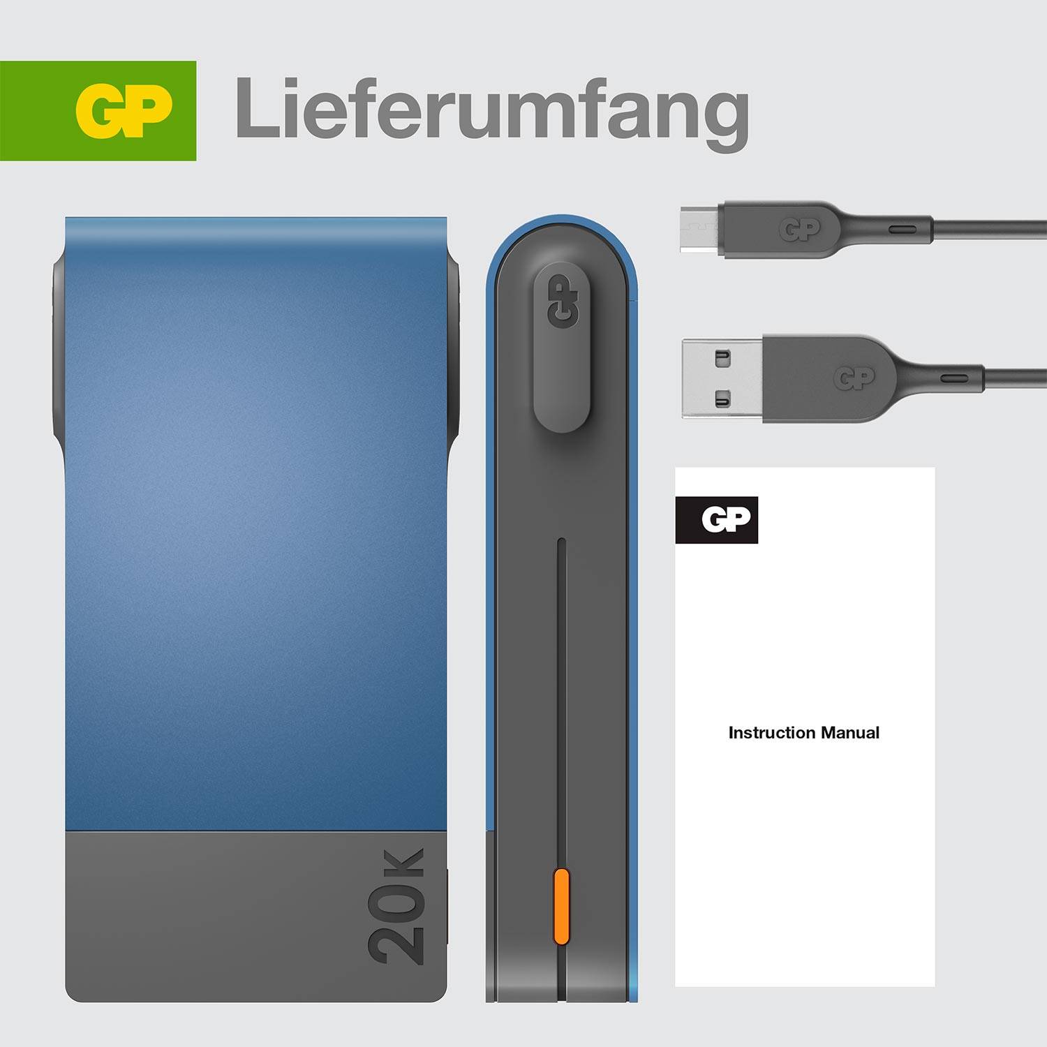 GP GPPBM20BBLMSR907 Powerbank (batterie supplémentaire) 20000 mAh Power Delivery Li-Ion bleu