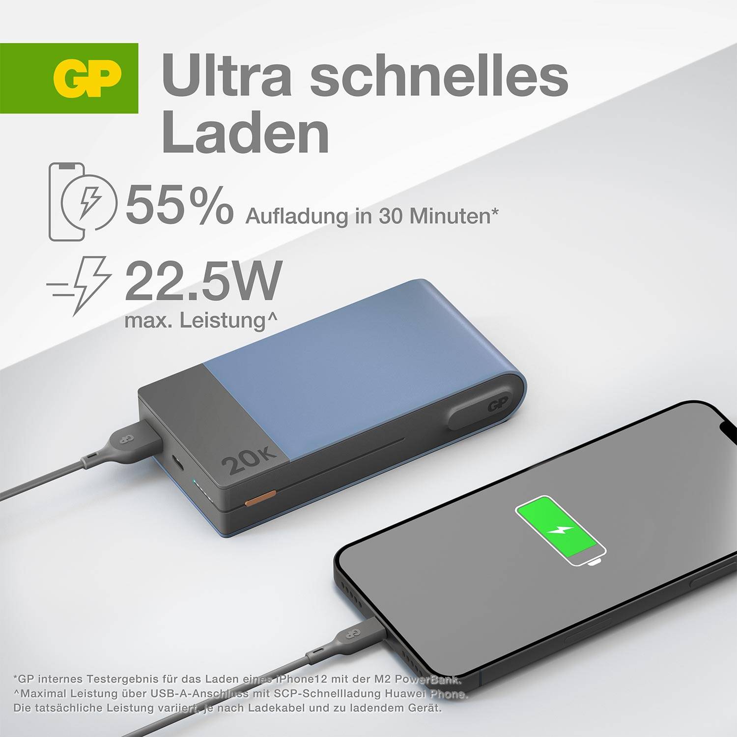 GP GPPBM20BBLMSR907 Powerbank (batterie supplémentaire) 20000 mAh Power Delivery Li-Ion bleu