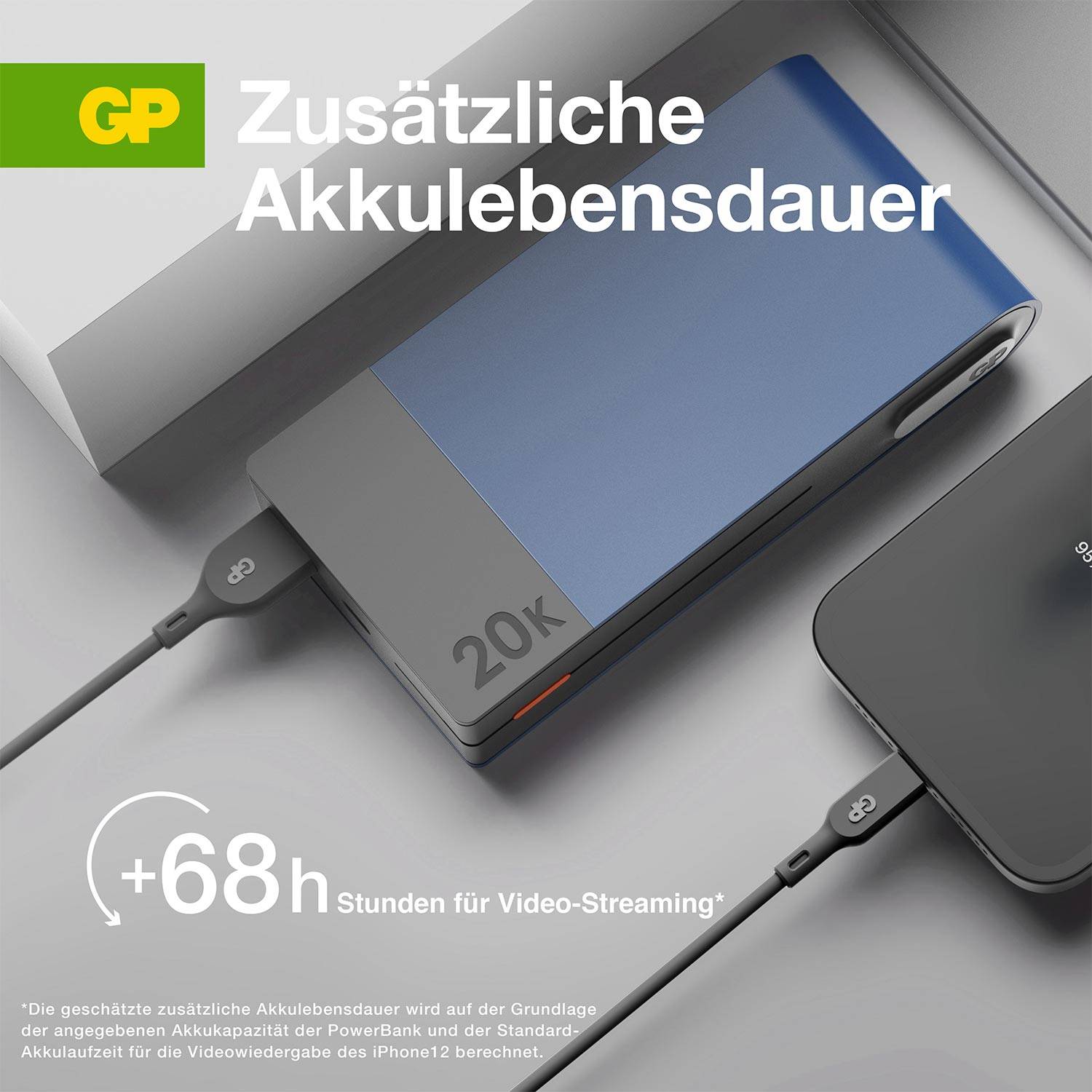 GP GPPBM20BBLMSR907 Powerbank (batterie supplémentaire) 20000 mAh Power Delivery Li-Ion bleu
