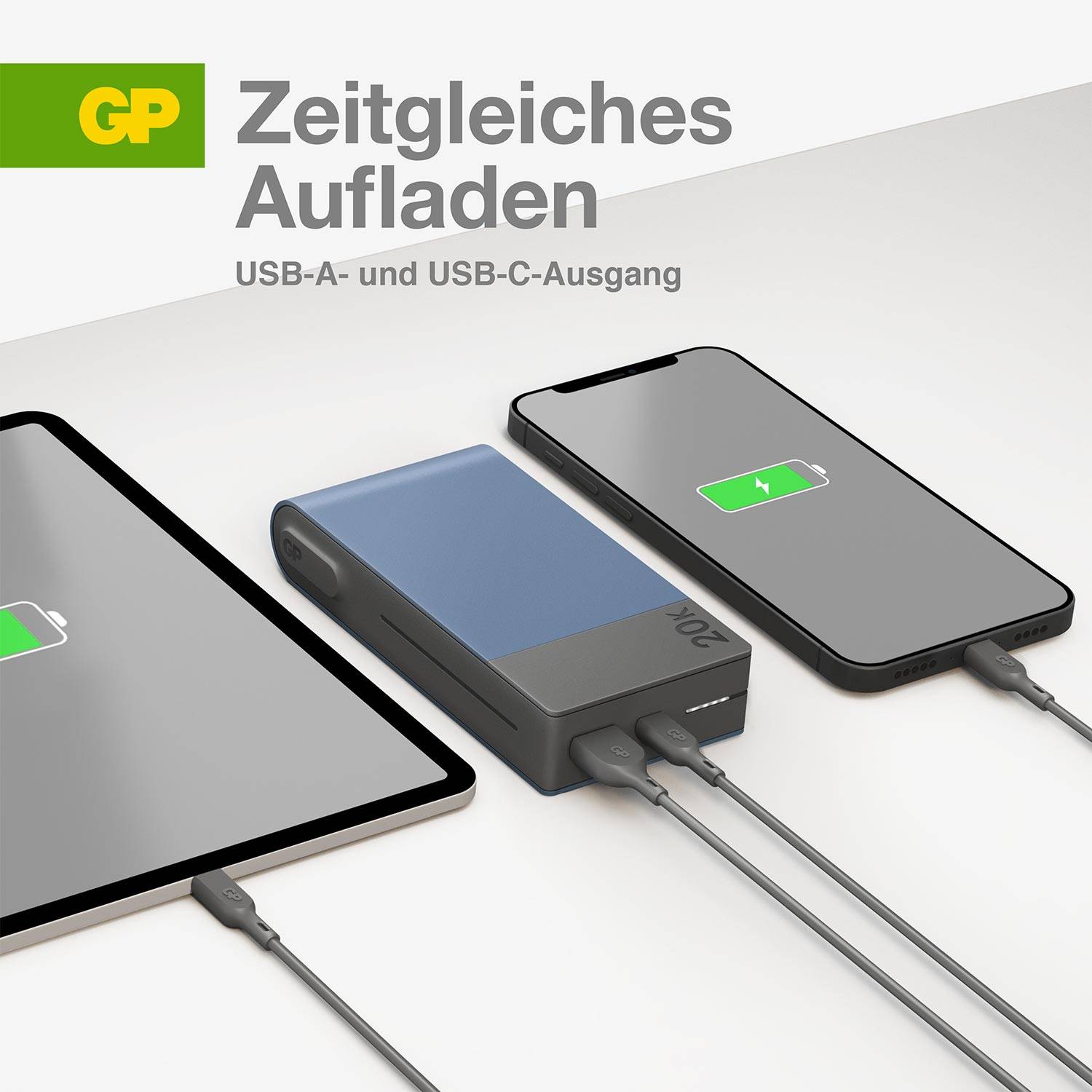GP GPPBM20BBLMSR907 Powerbank (batterie supplémentaire) 20000 mAh Power Delivery Li-Ion bleu